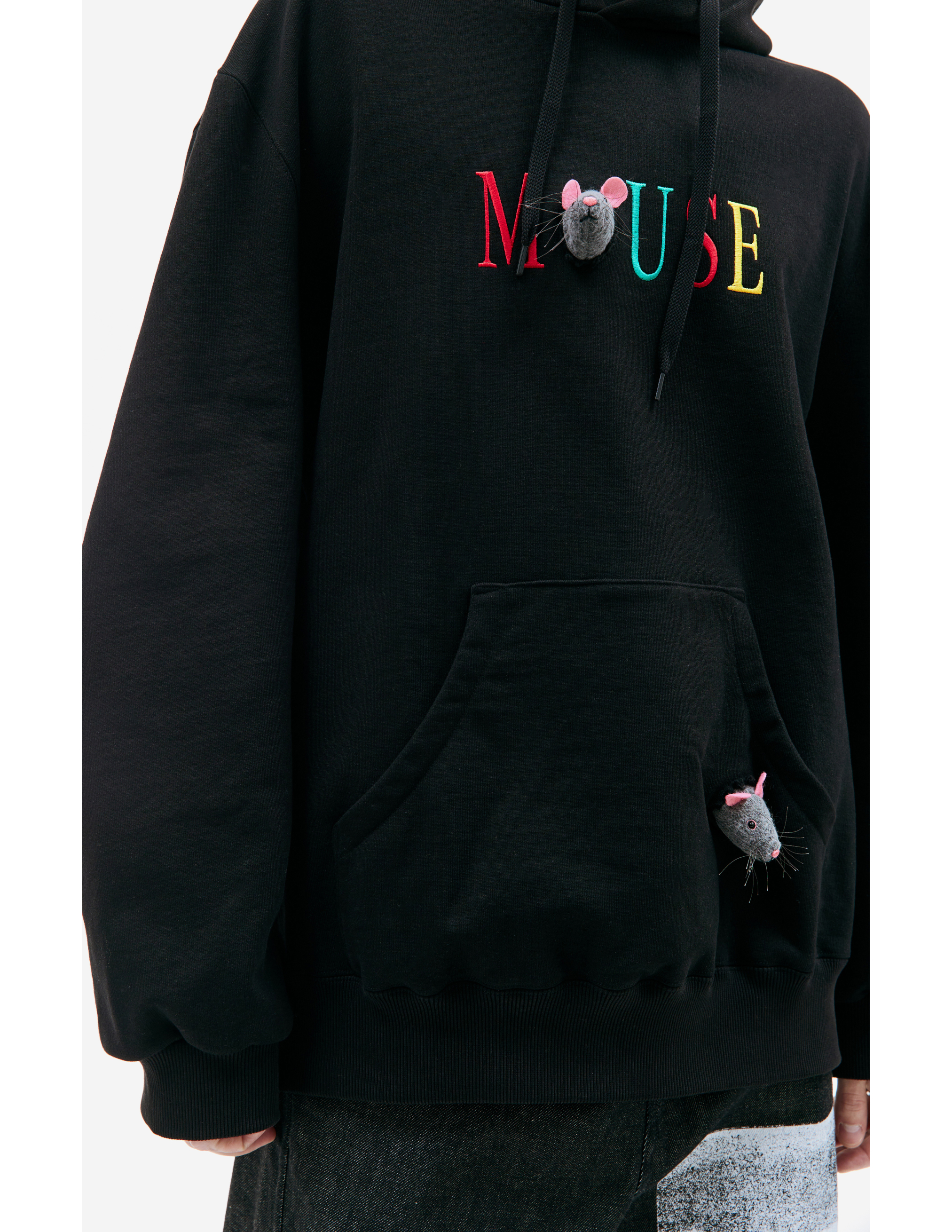 Shop Doublet Mouse Embroidered Hoodie In Black