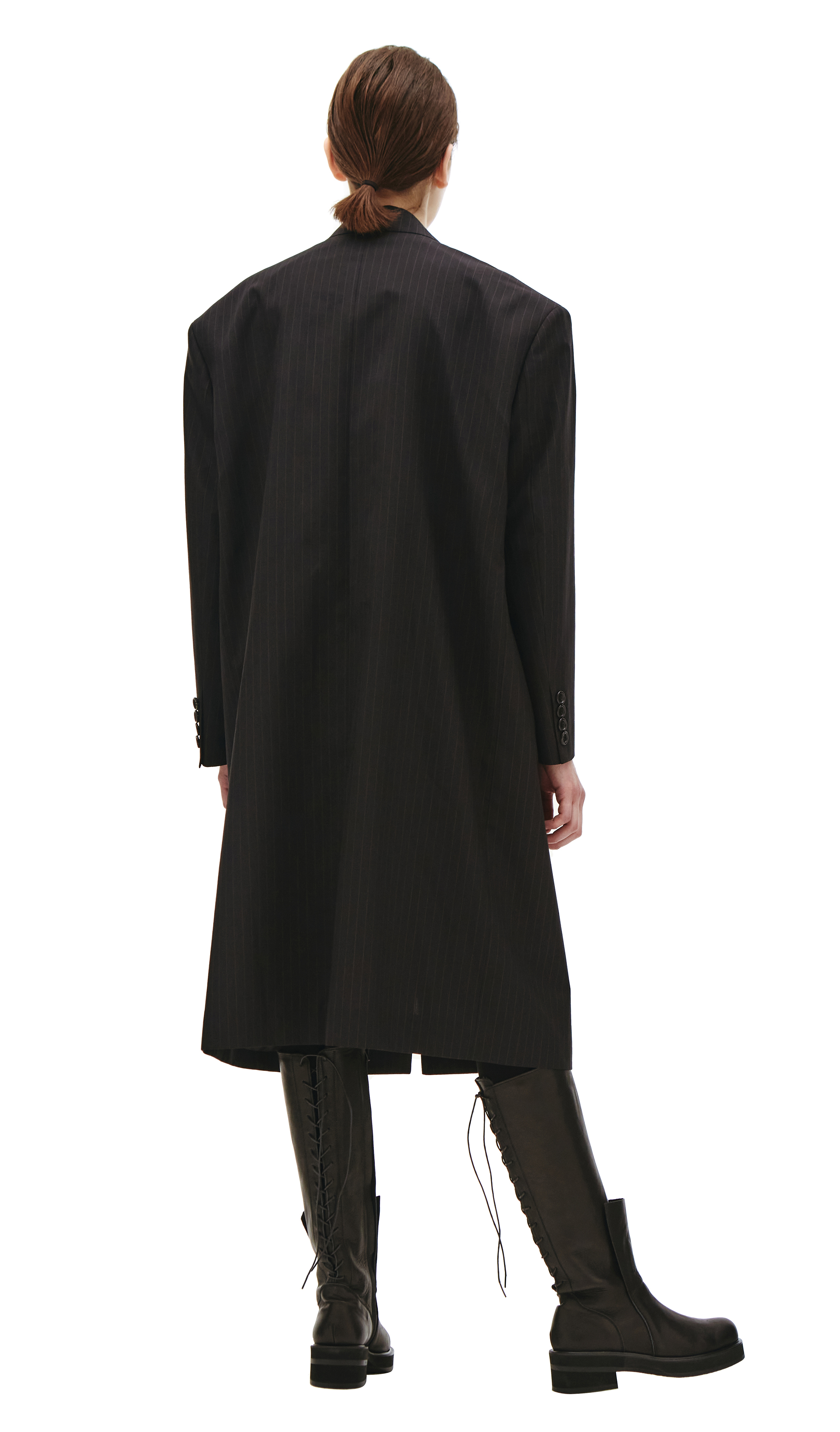 Buy Junya Watanabe women black oversized stripe coat for