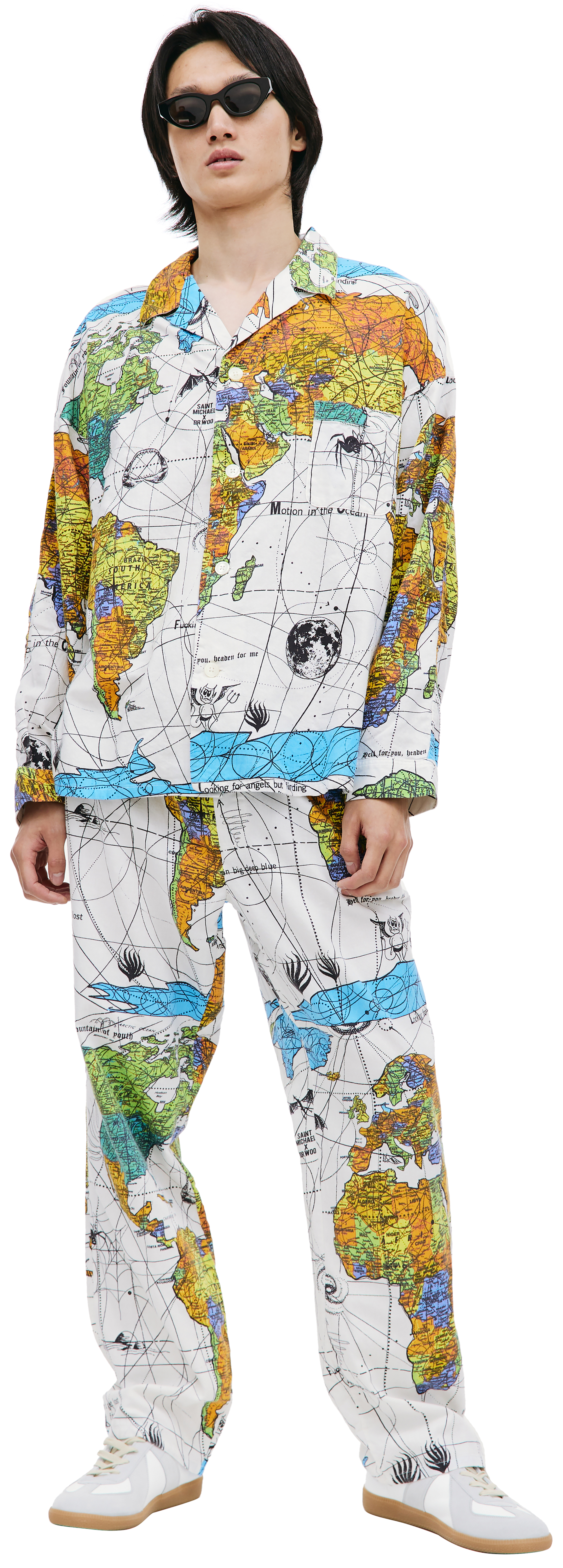 Buy Saint Michael men white saint michael x dr. woo world map shirt