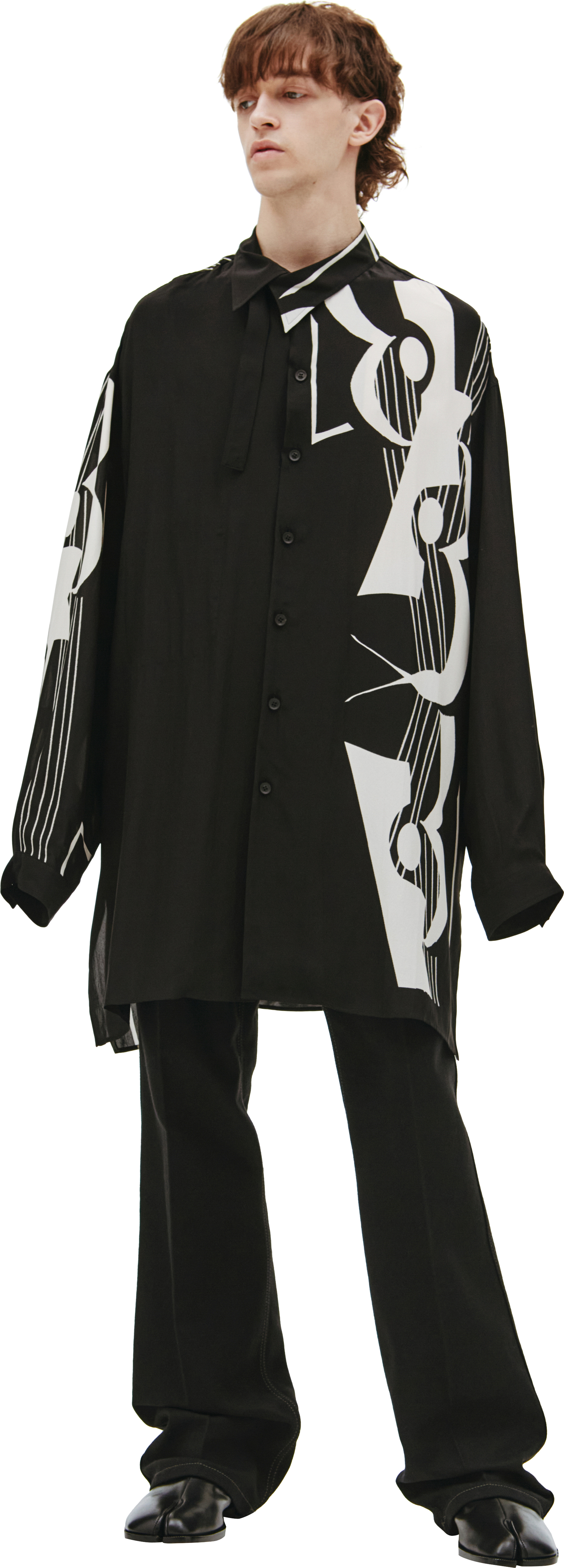 Buy Yohji Yamamoto men black guitar printed oversized shirt
