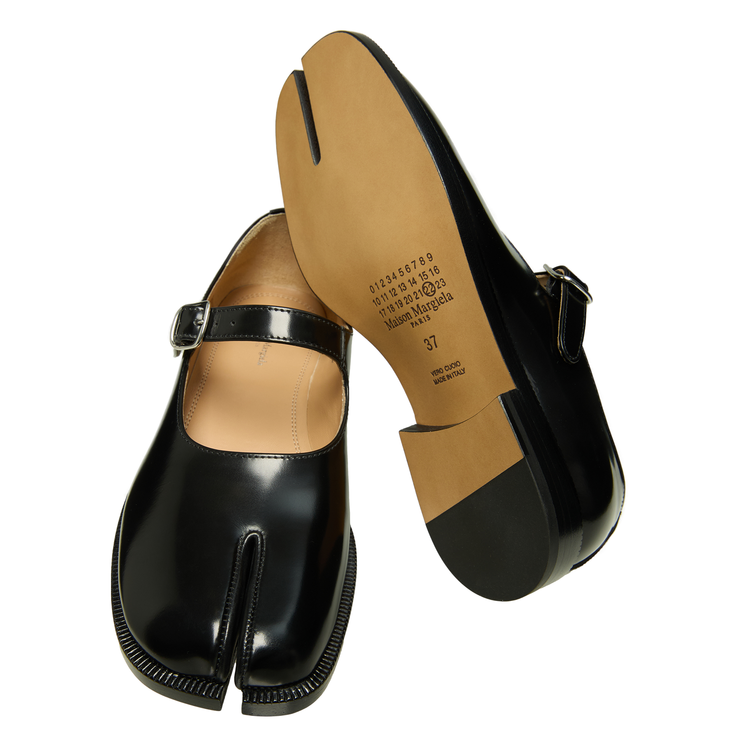 Maison Margiela Black Leather Tabi Mary-Jane Shoes