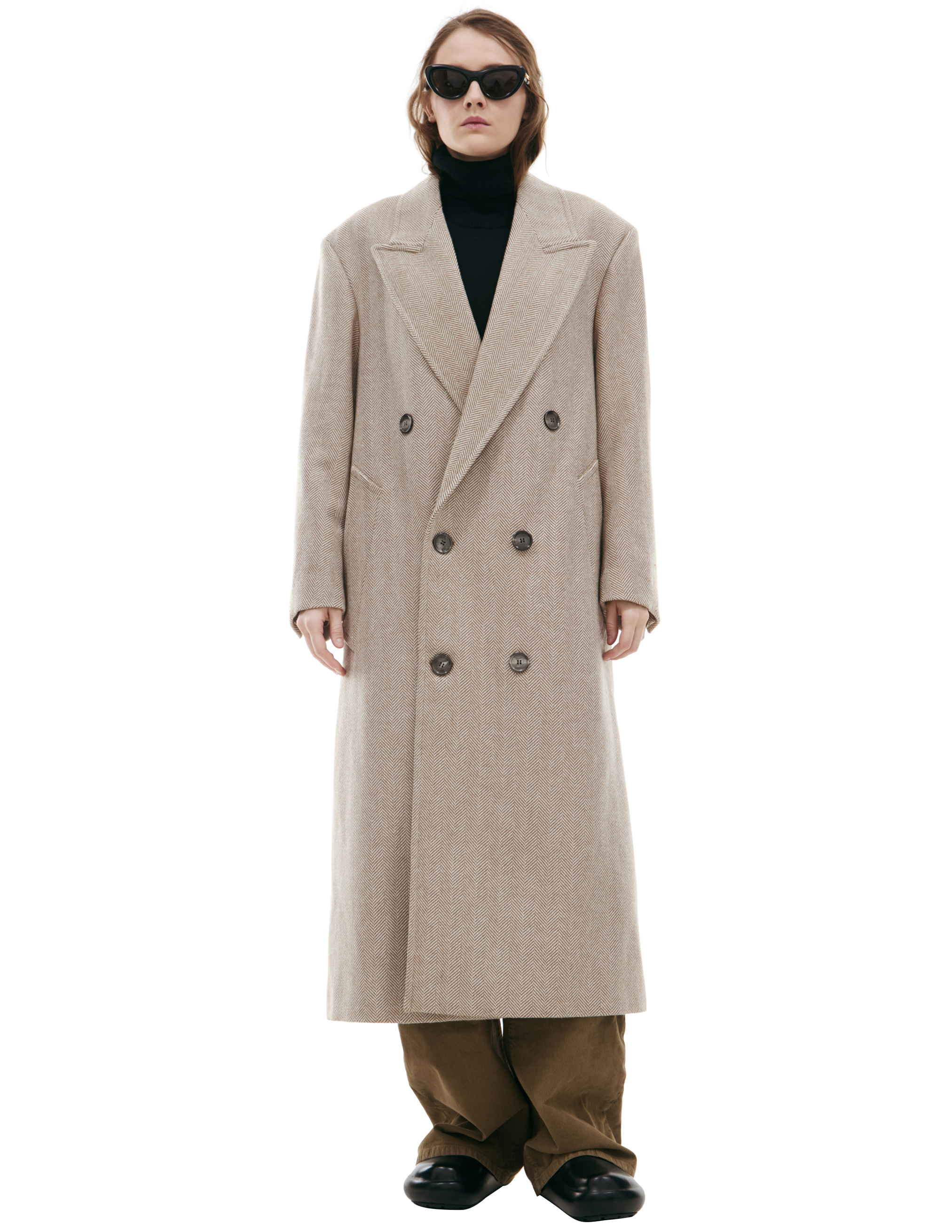 Ami Alexandre Mattiussi Double-breasted Wool Coat In Beige