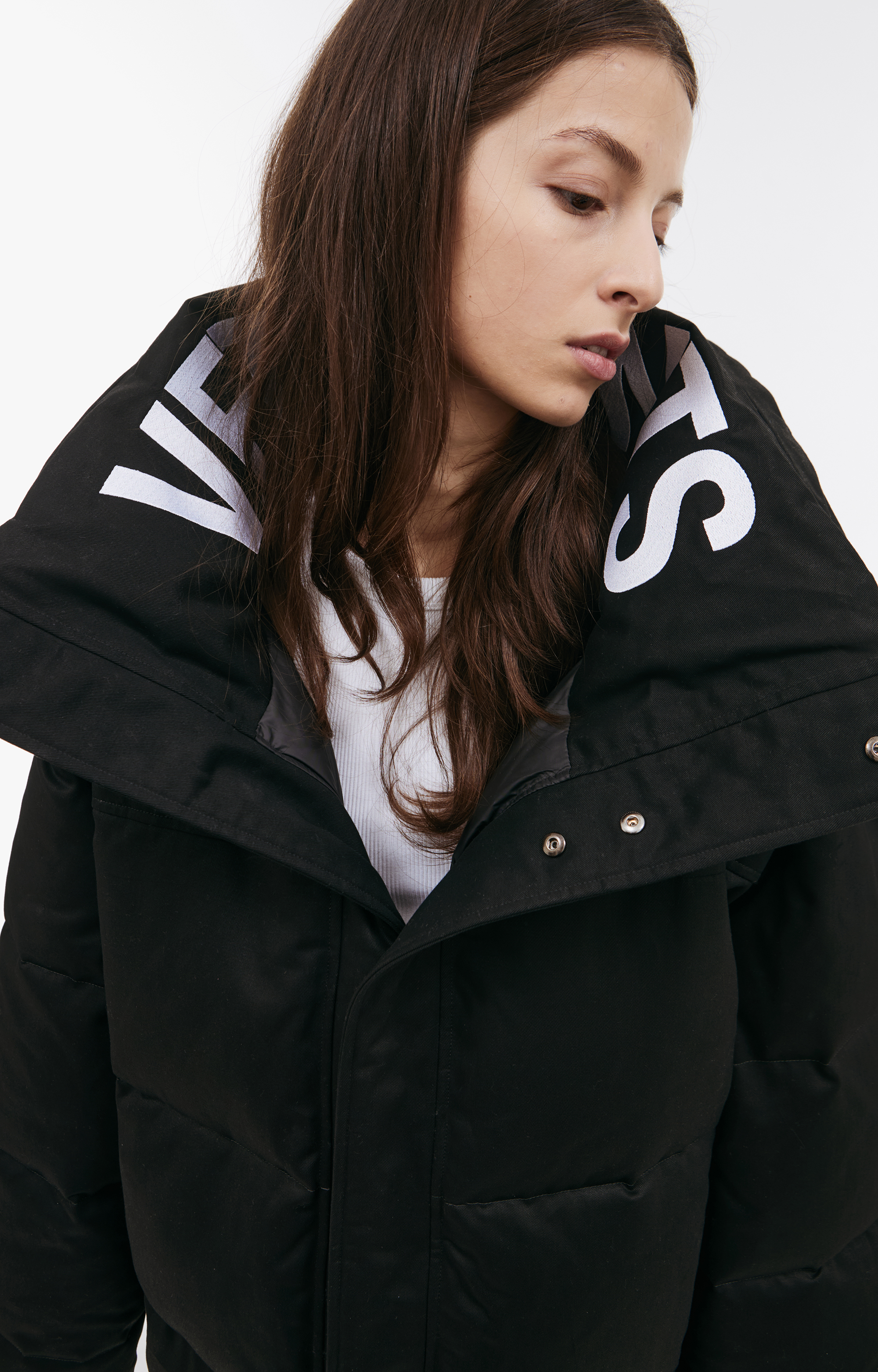 ダウンジャケット・コート VETEMENTS Women Outer WA65JA191S BLACK Black Buy VETEMENTS women black down jacket with logo for $1,545