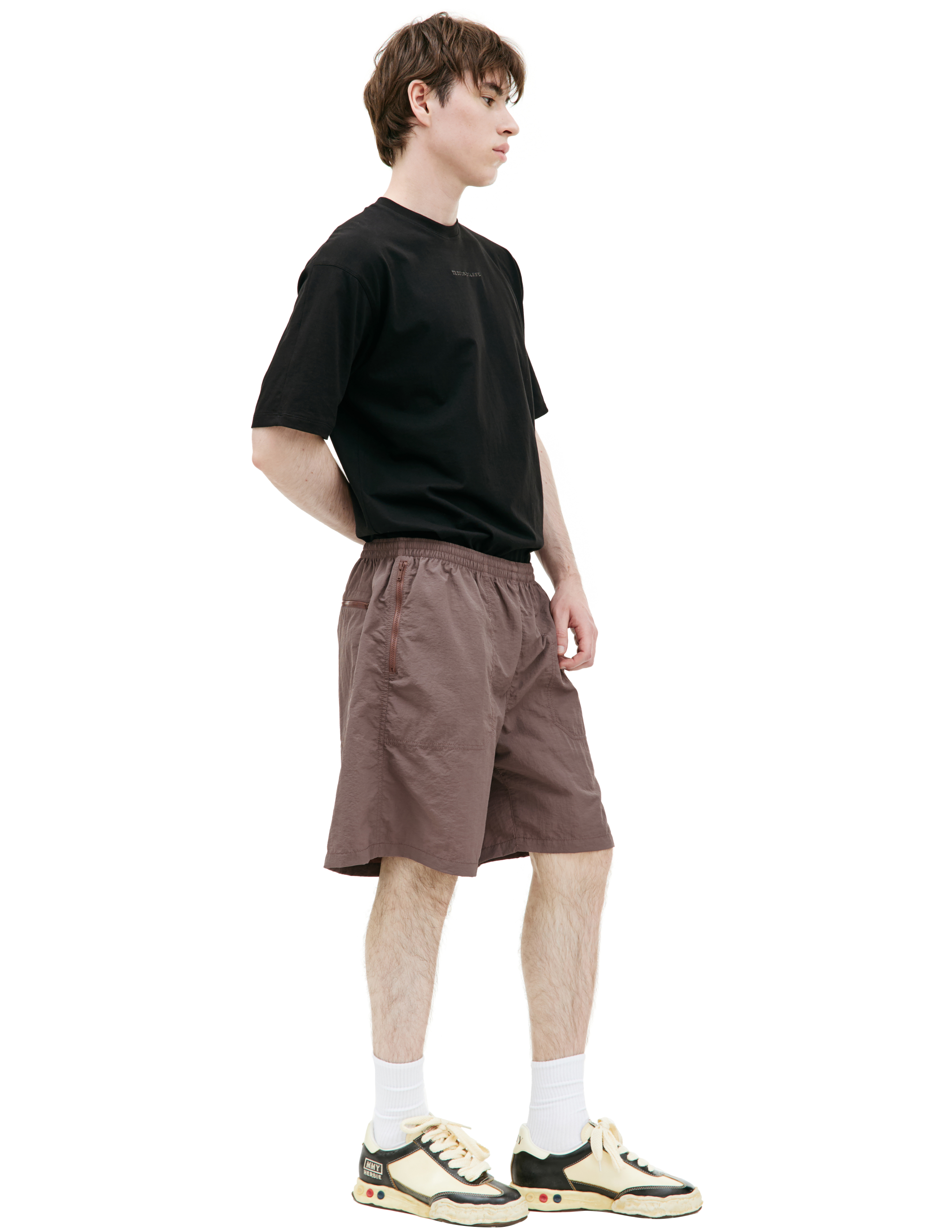 Shop Undercover Brown Nylon Shorts