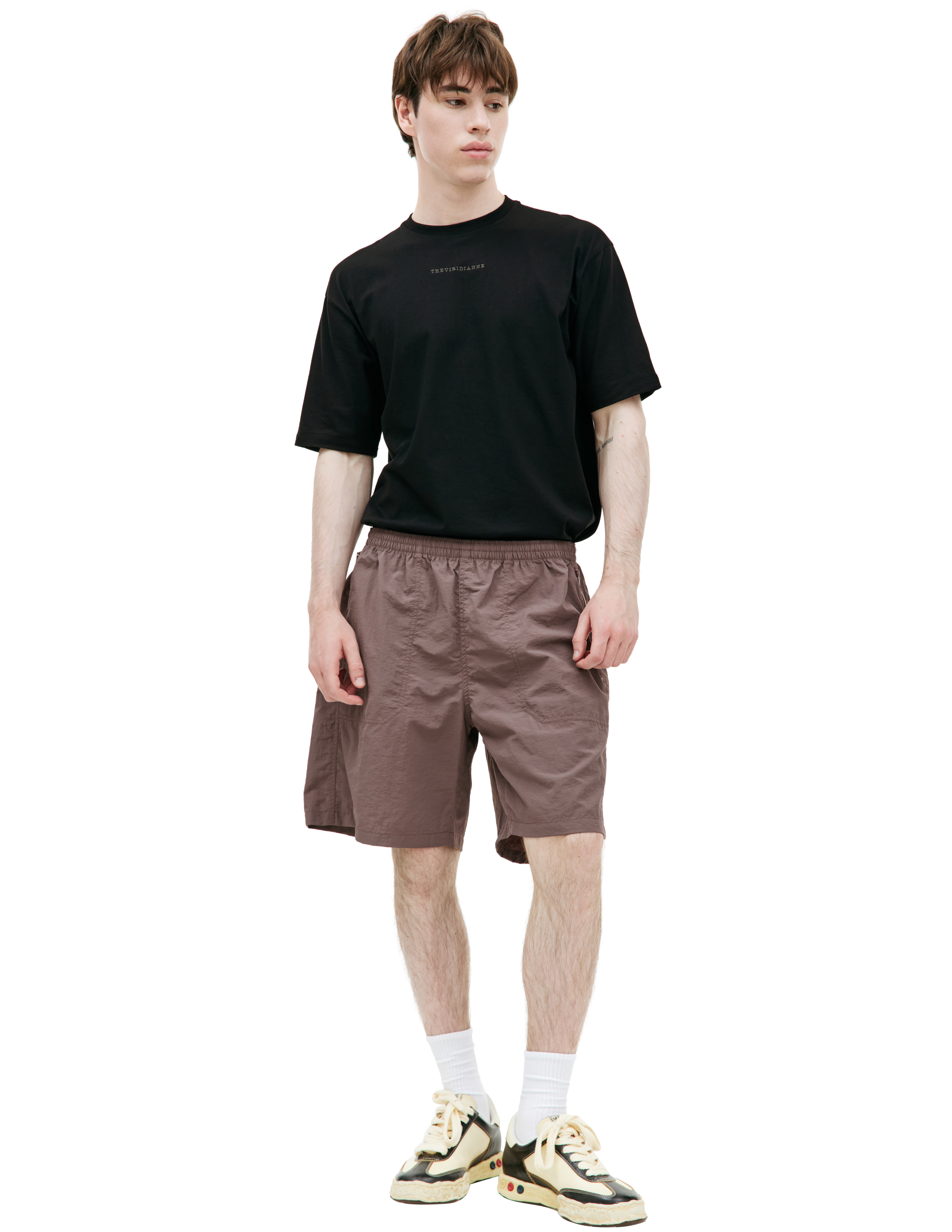 Shop Undercover Brown Nylon Shorts