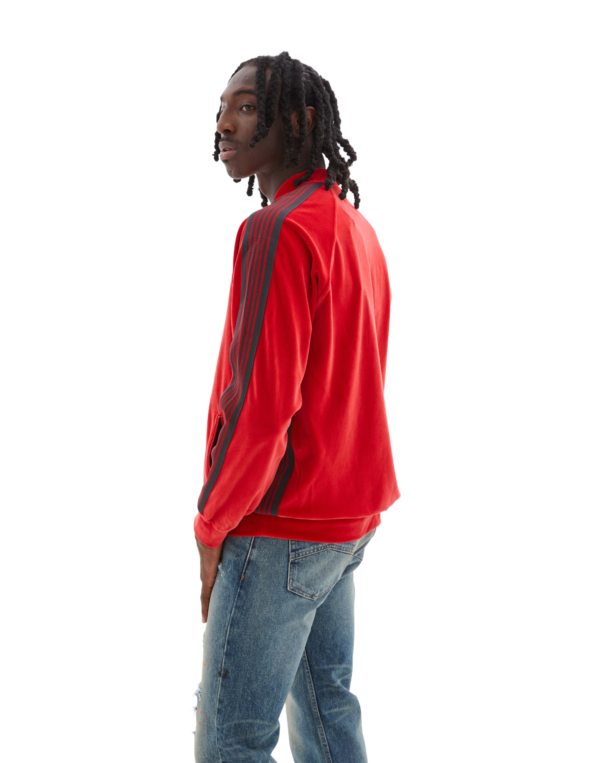 Needles Zip-up Velour Track Jacket In Red