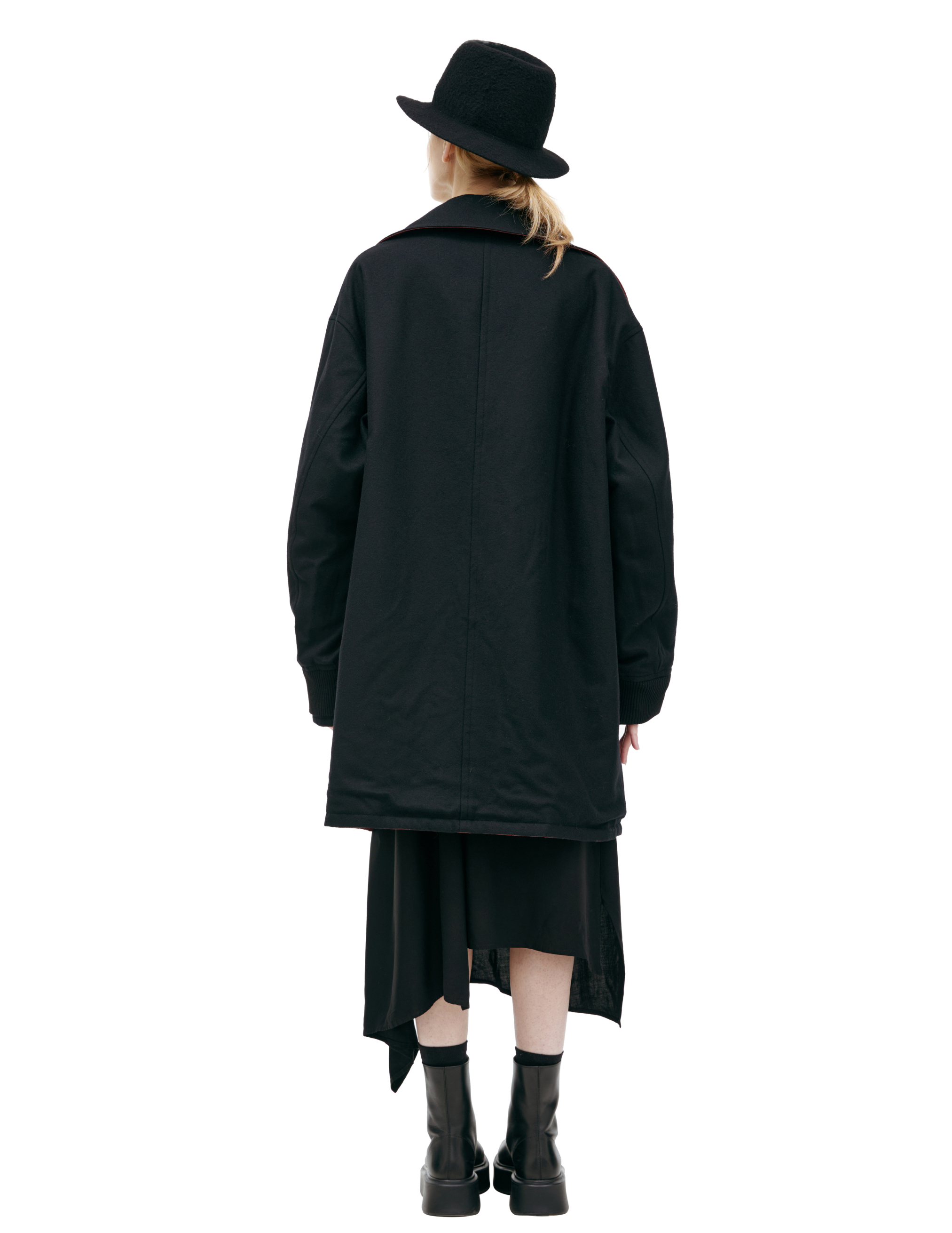 Yohji Yamamoto Double Sided Coat With Print In Red