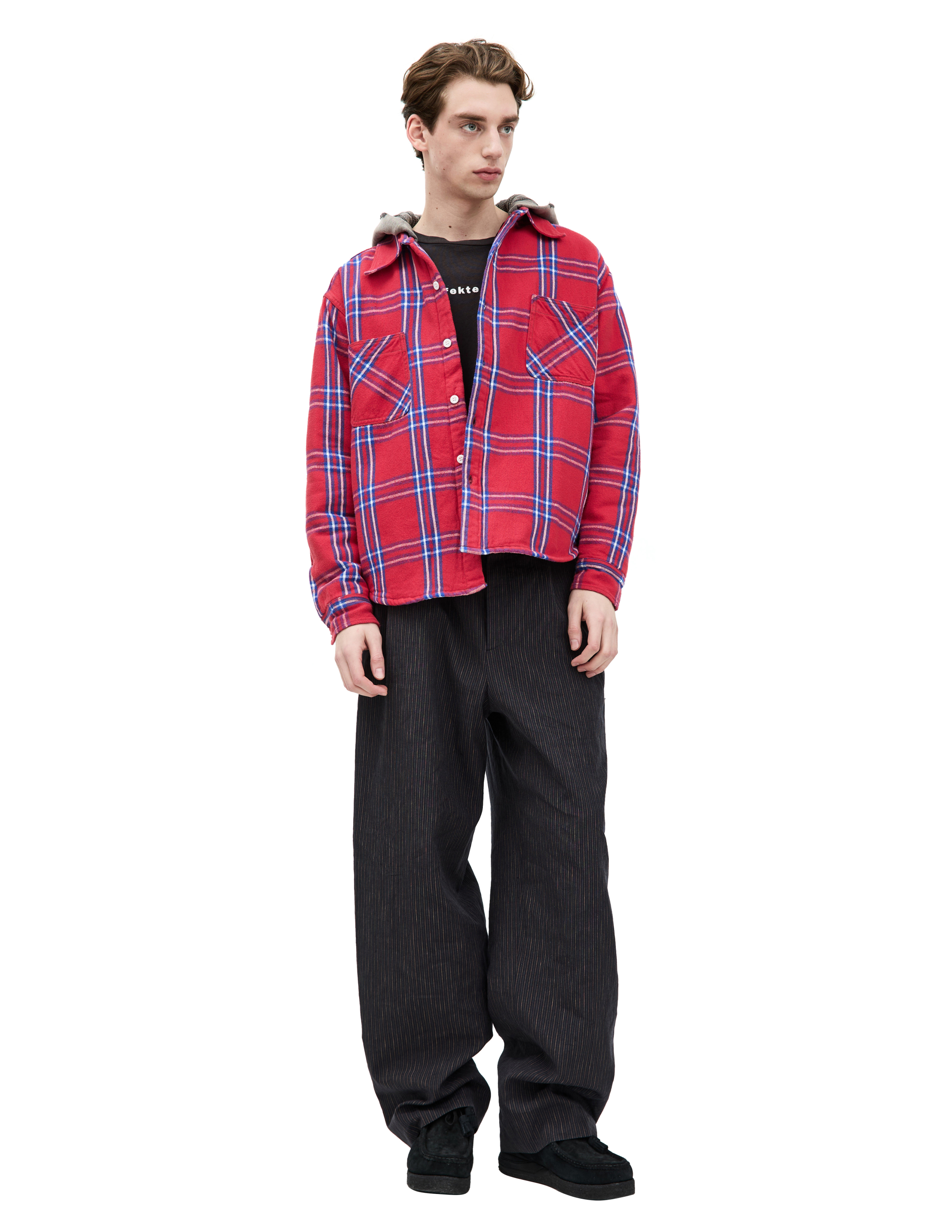 Saint Mxxxxxx Hooded Plaid Shirt In Red