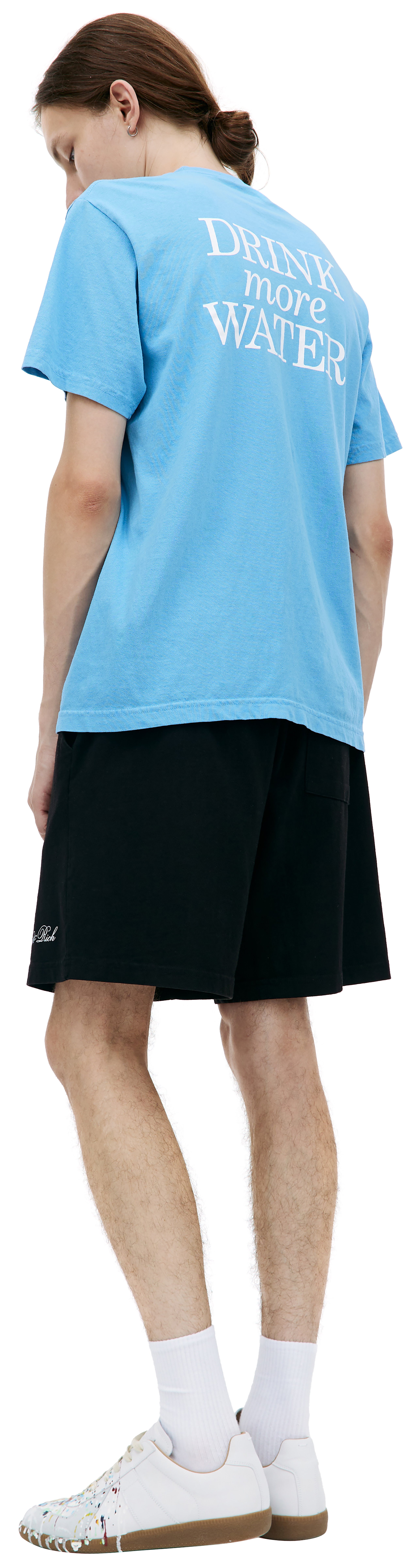 Buy SPORTY & RICH men blue 'drink more water' printed t