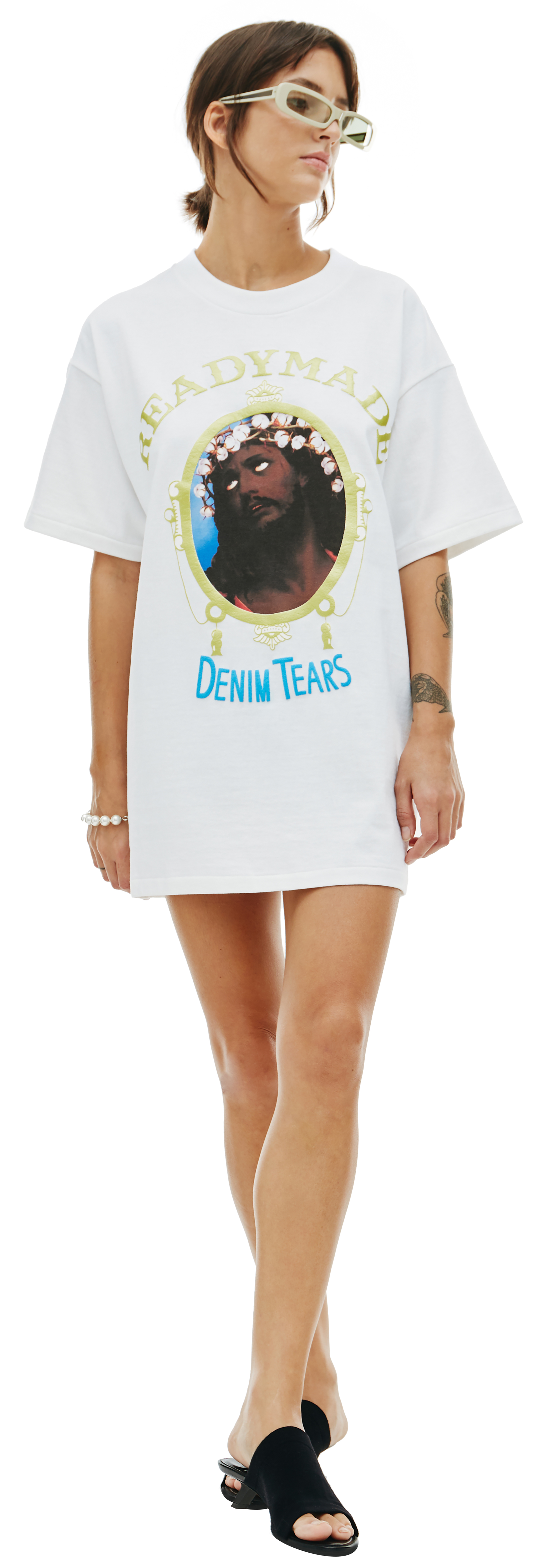 Buy Readymade women white denim tears x readymade printed t-shirt