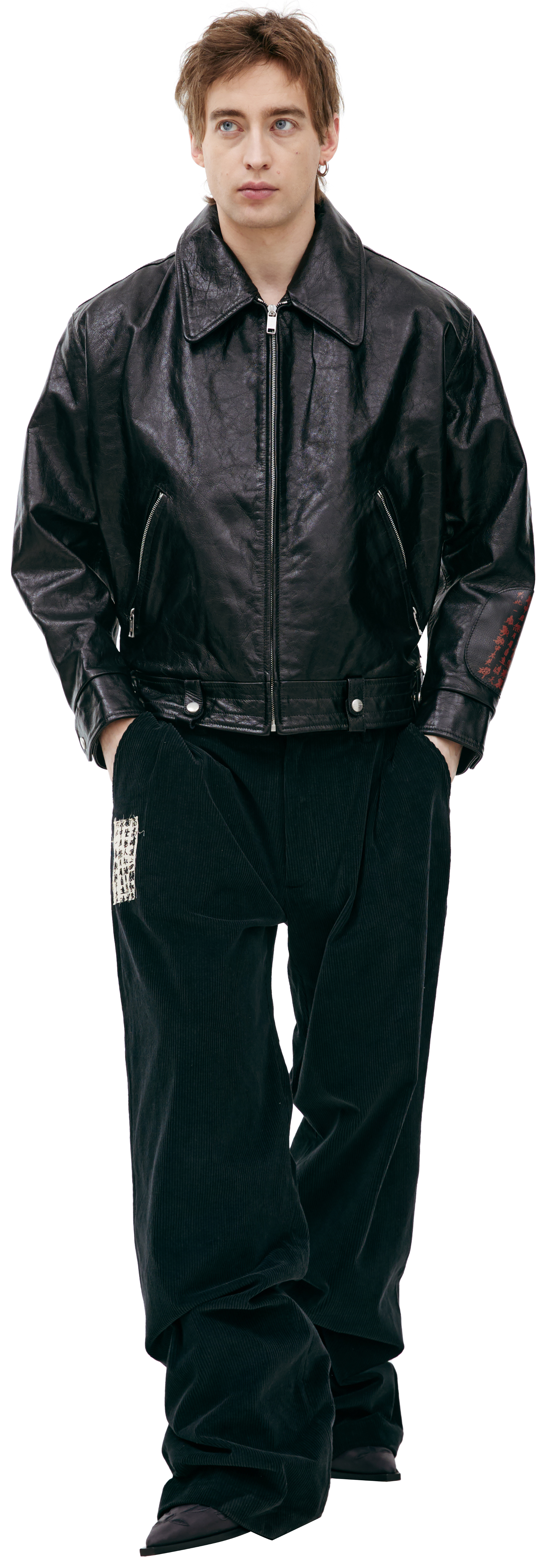 ENFANTS RICHES DEPRIMES 23fwレザージャケット Enfants Riches Déprimés - Cropped Textured-Leather Jacket