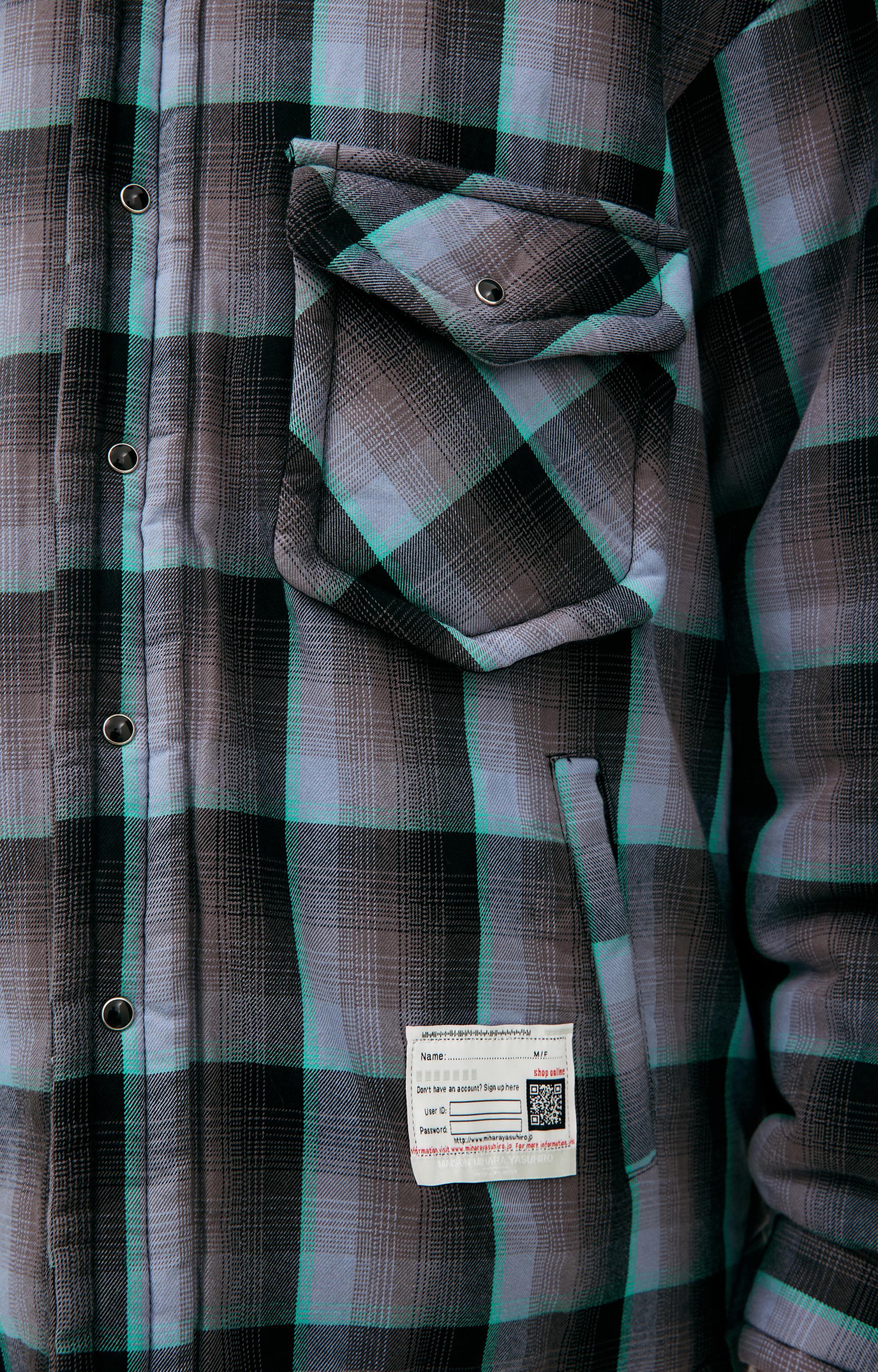 Buy Maison Mihara Yasuhiro men grey logo plaid jacket for