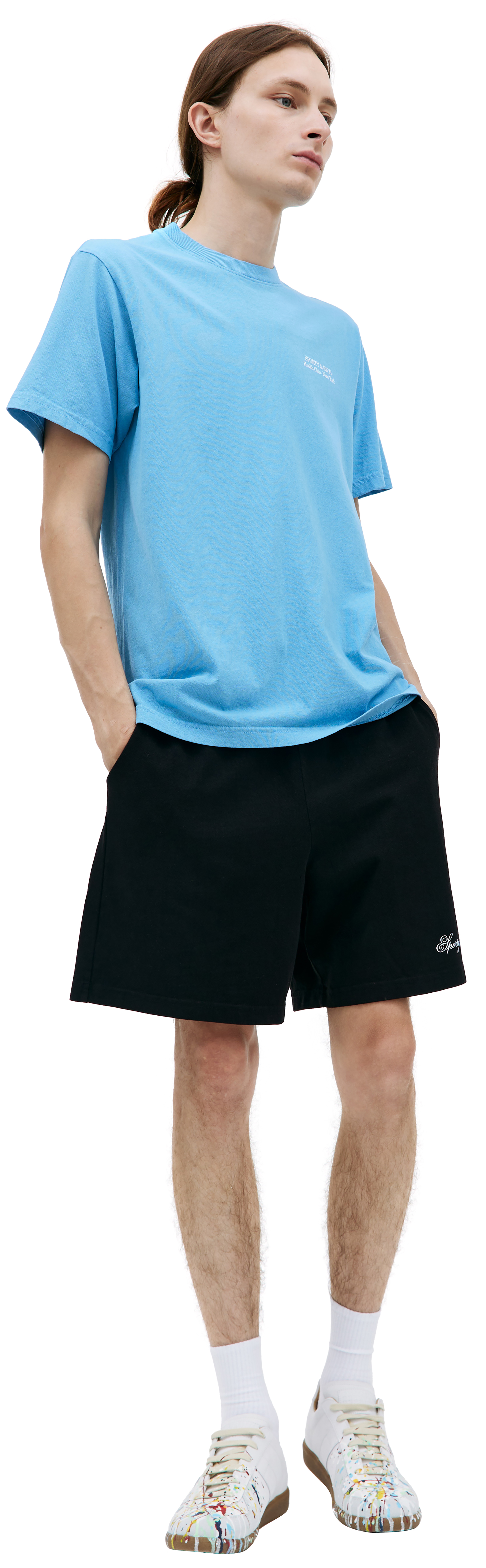 Tシャツ・カットソー Sporty & Rich Water Drink T-Shirt TS472PW New Drink Water T-Shirt - Atlantic/White – Sporty & Rich