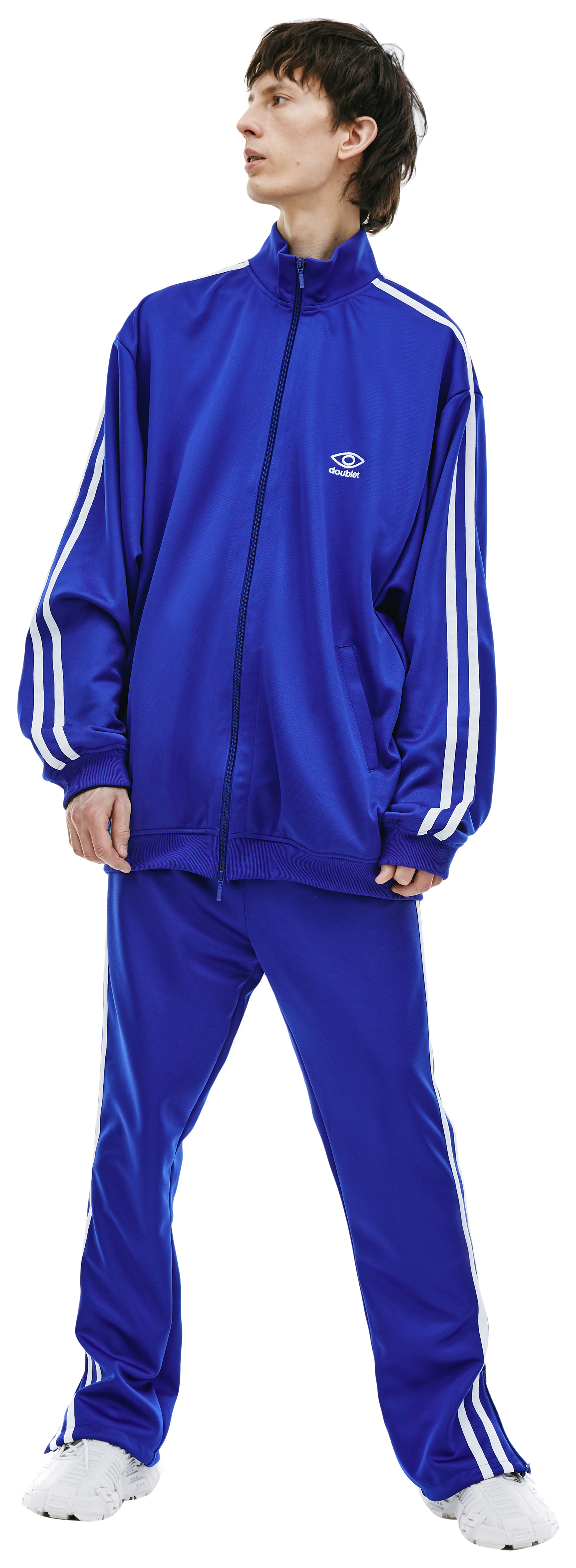 Buy Doublet men blue invisible track jacket for $590 online on