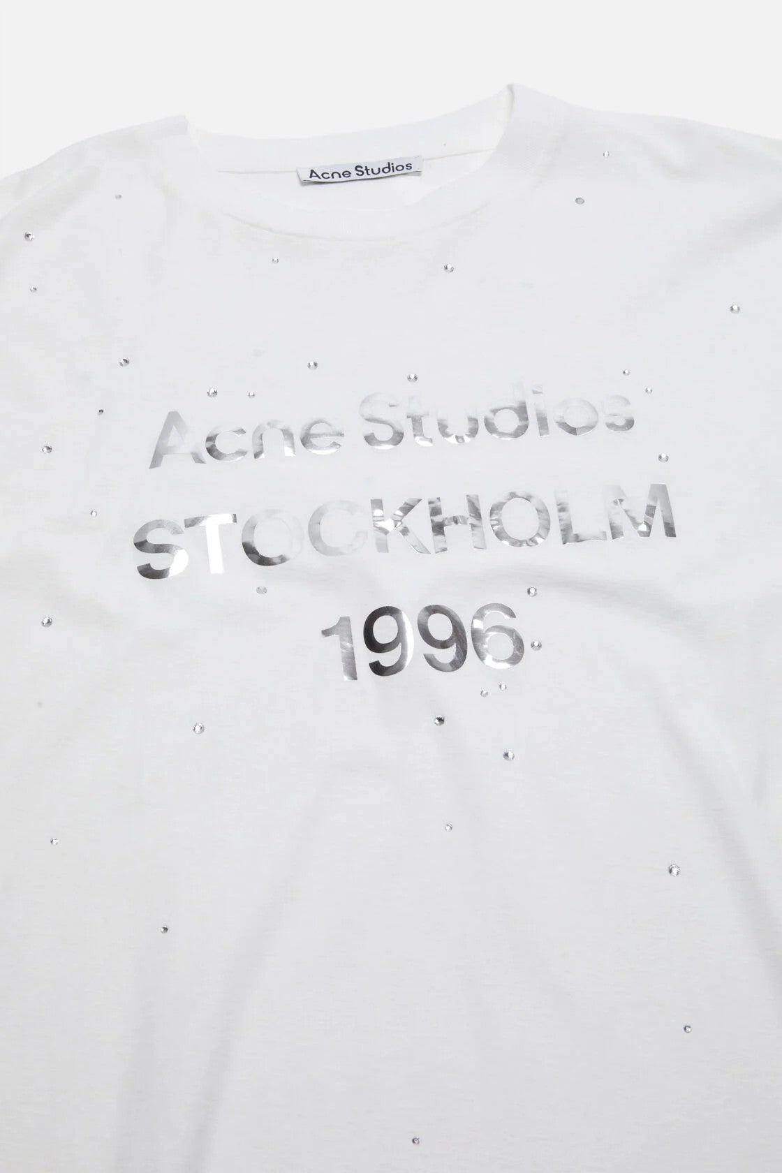Acne Studios Logo Long Sleeve Crewneck T-shirt In White