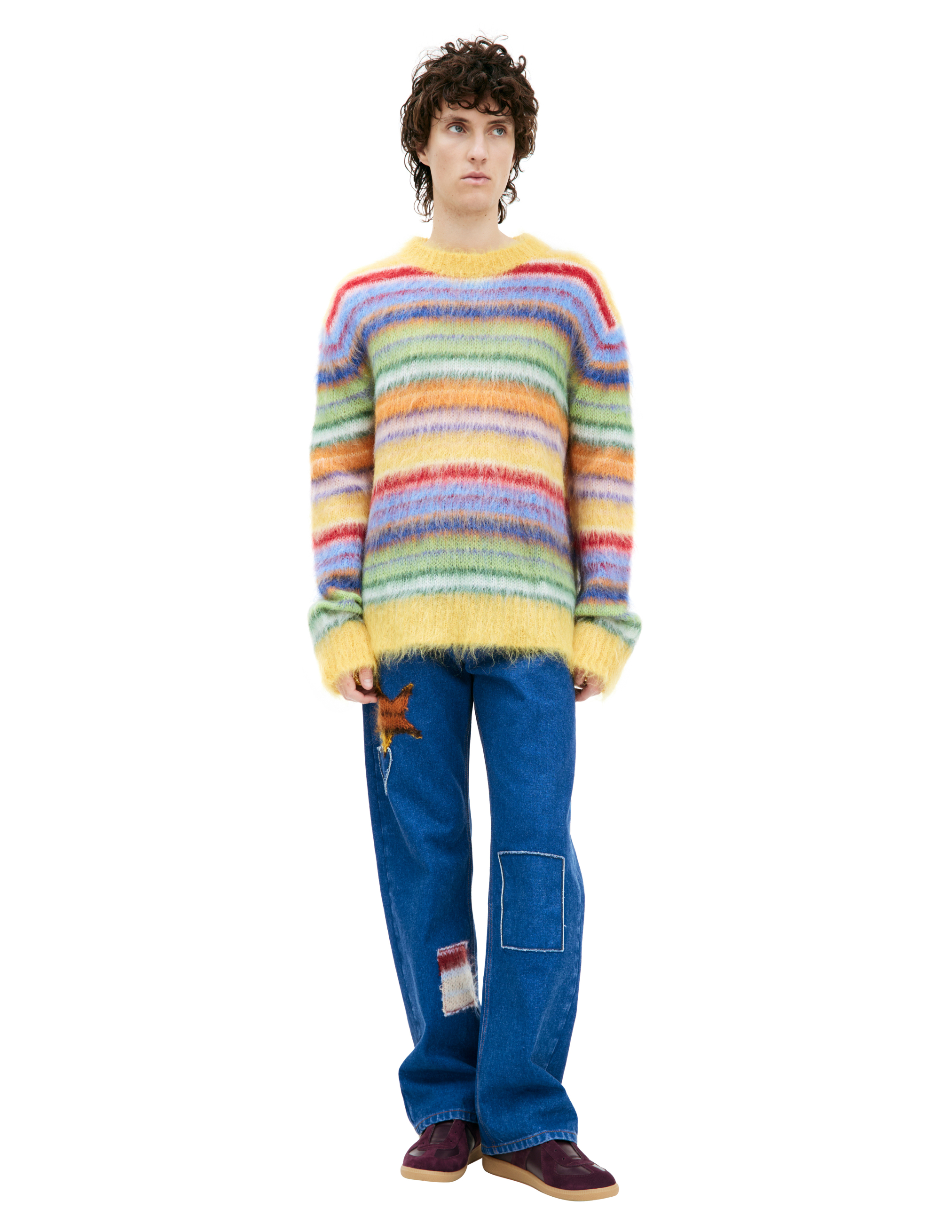 Shop Marni Striped Mohair Sweater In Multicolor