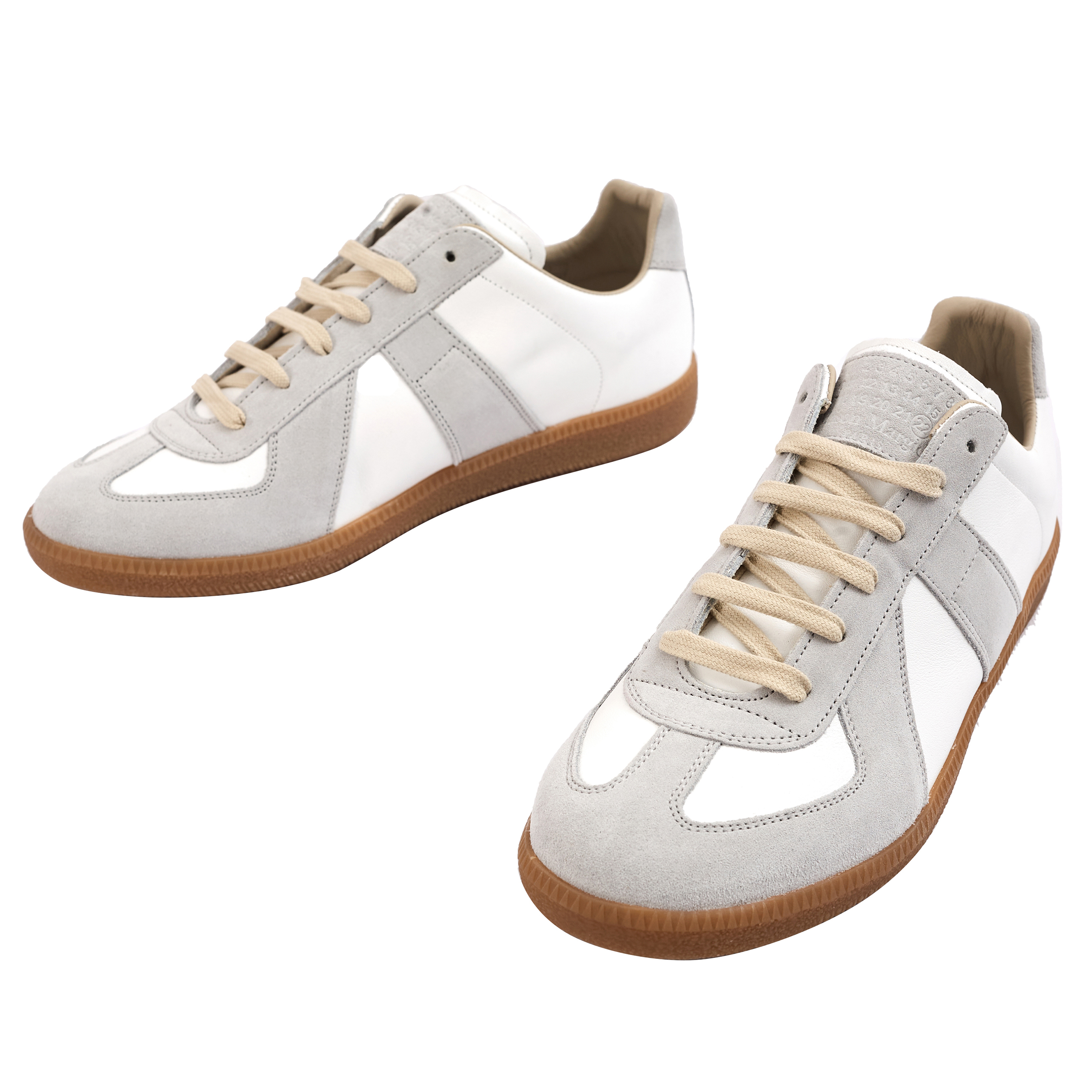 White Leather & Suede Replica Sneakers