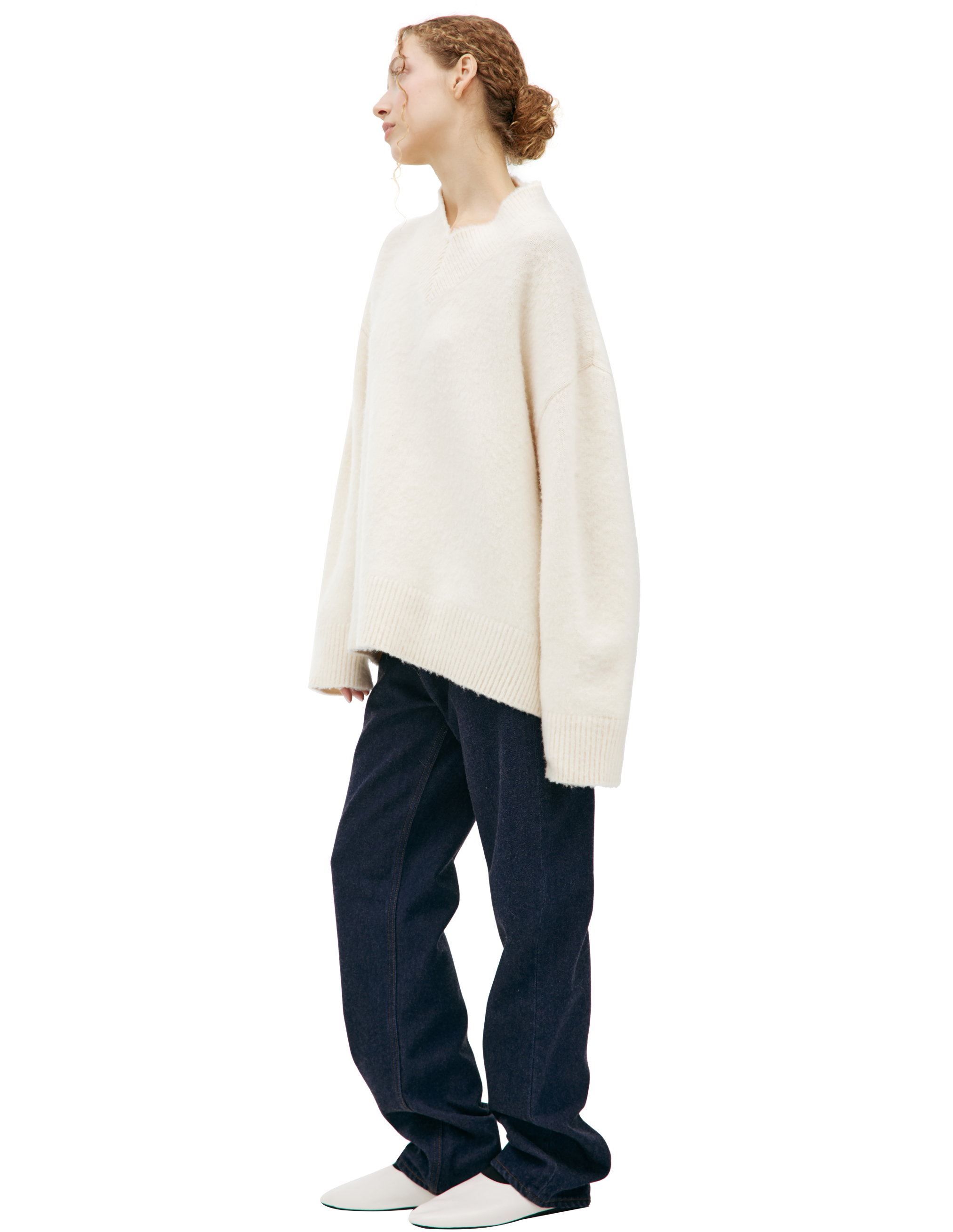 The Row Cashmere Knit Sweater In White