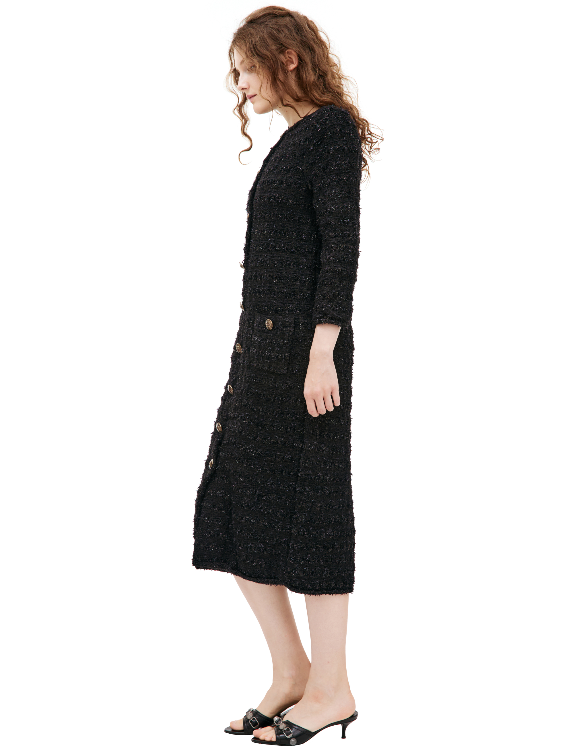 Shop Balenciaga Black Tweed Dress