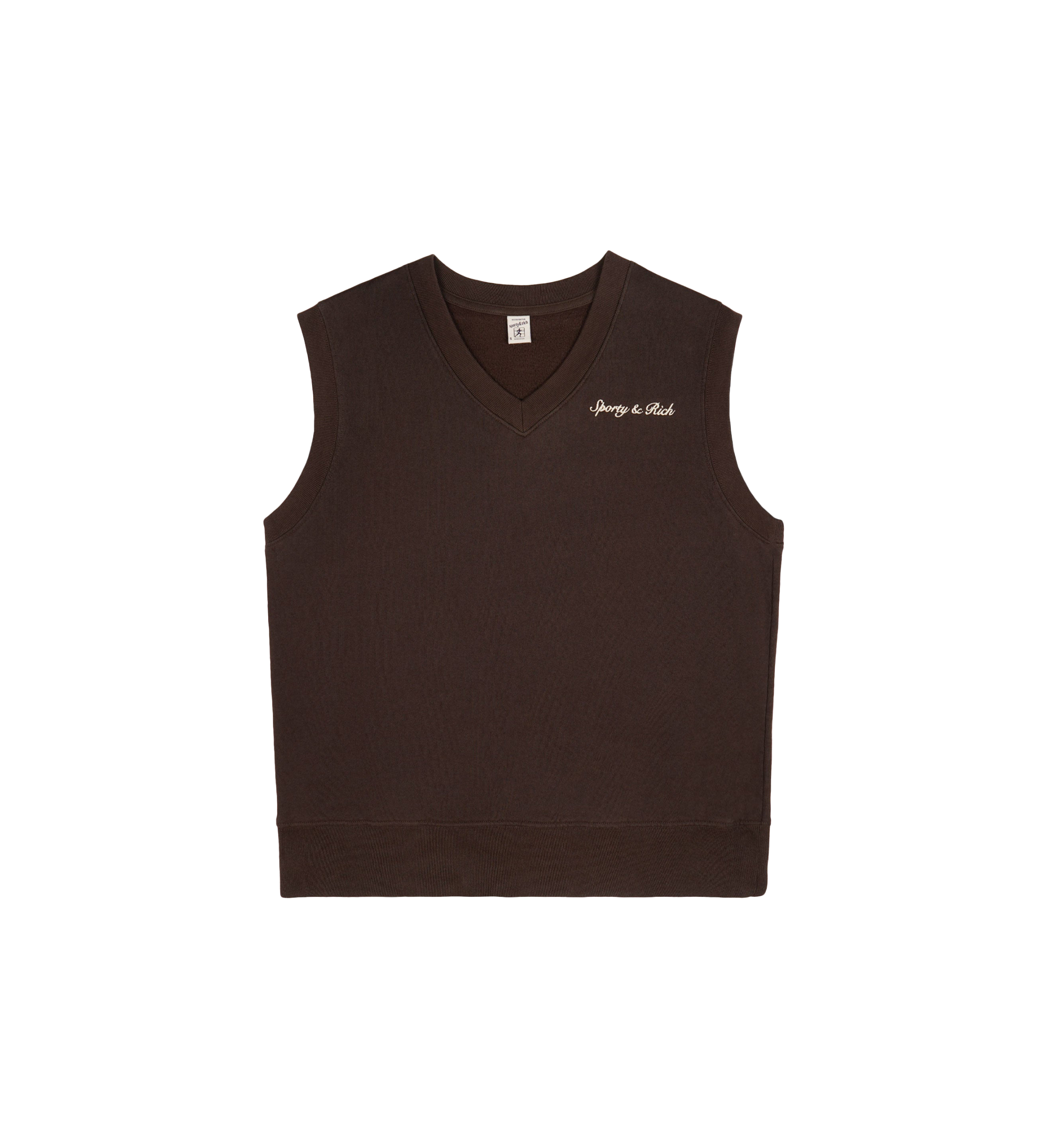 Sporty And Rich Logo Embroidered V-neck Vest In Brown