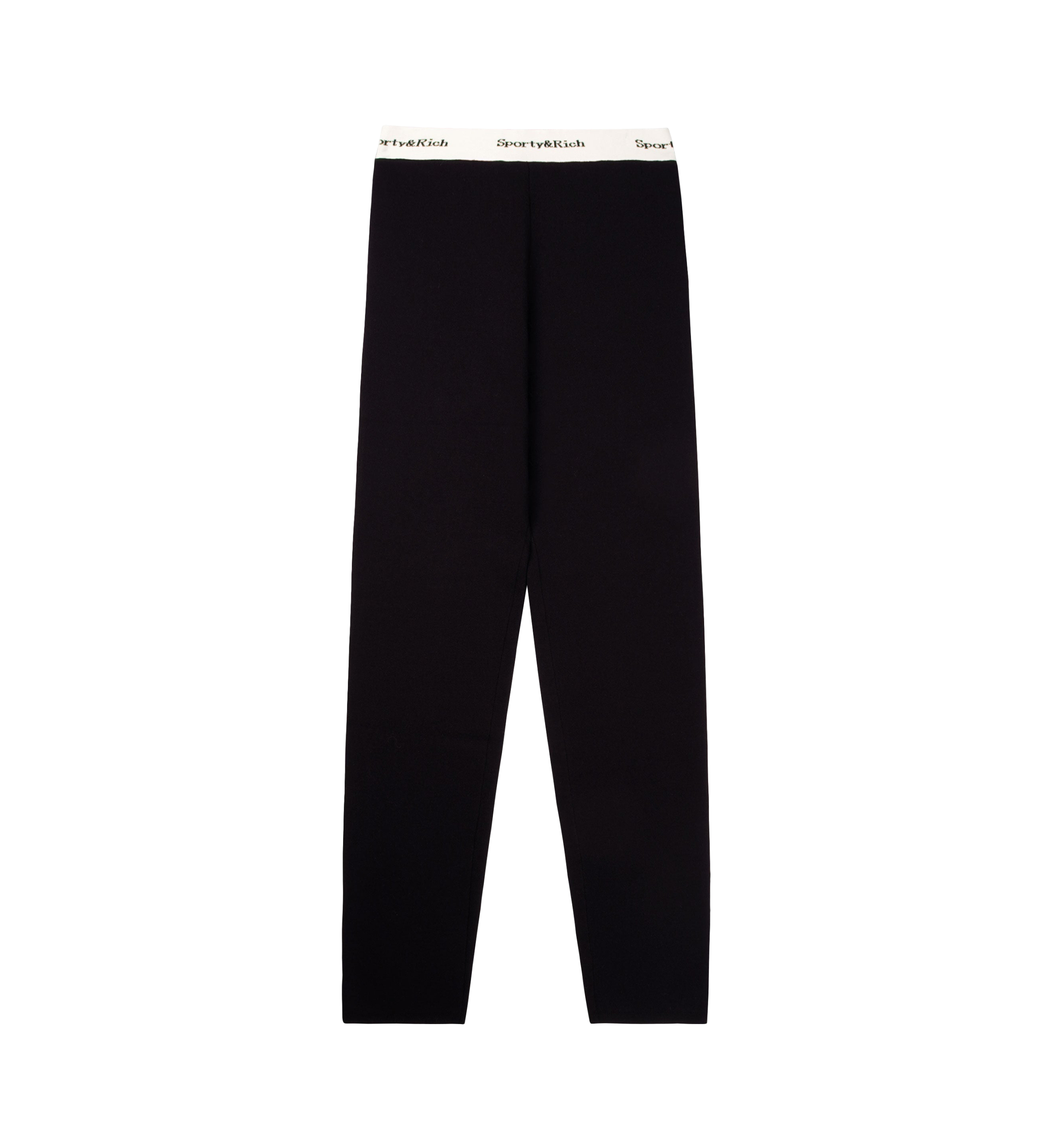 Shop Sporty And Rich Serif Logo Knitted Leggings In Black