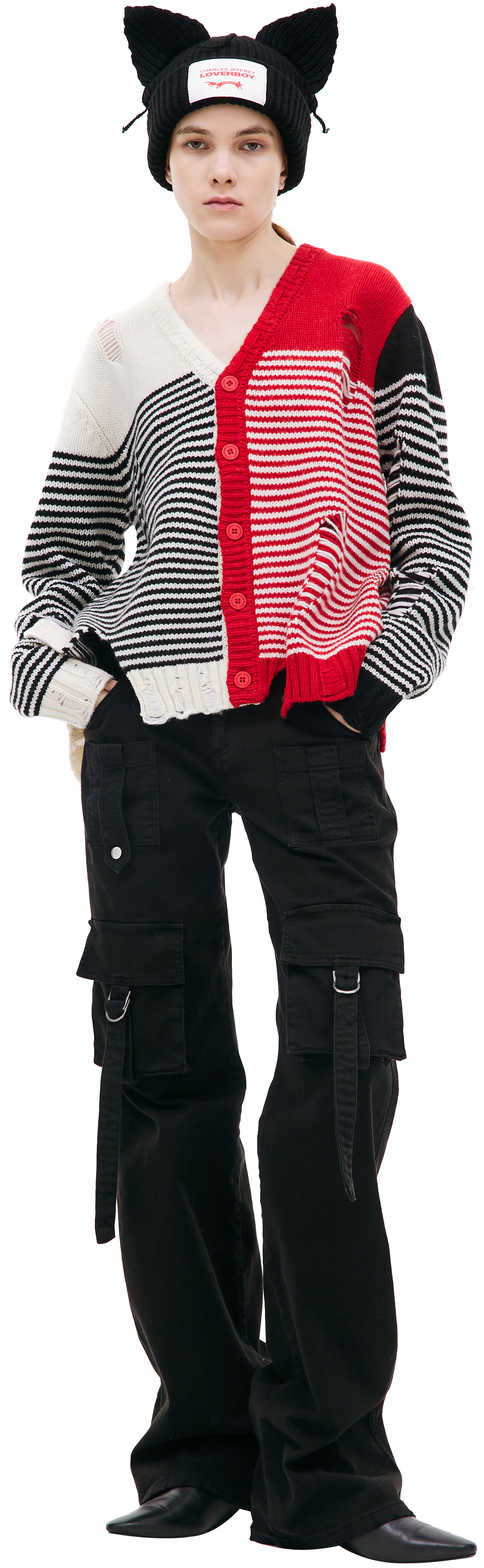 Buy CHARLES JEFFREY LOVERBOY women black mega shred cardigan