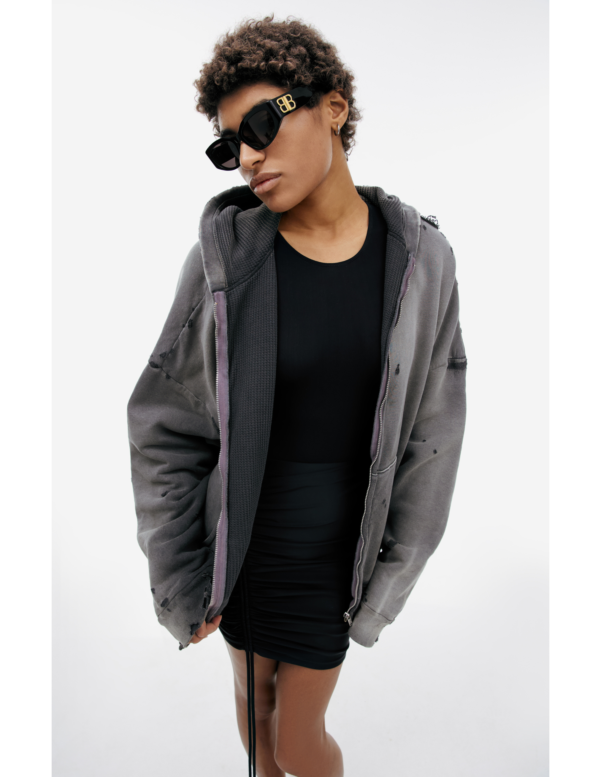 Saint Mxxxxxx Hoodie With Ripped Effect In Grey