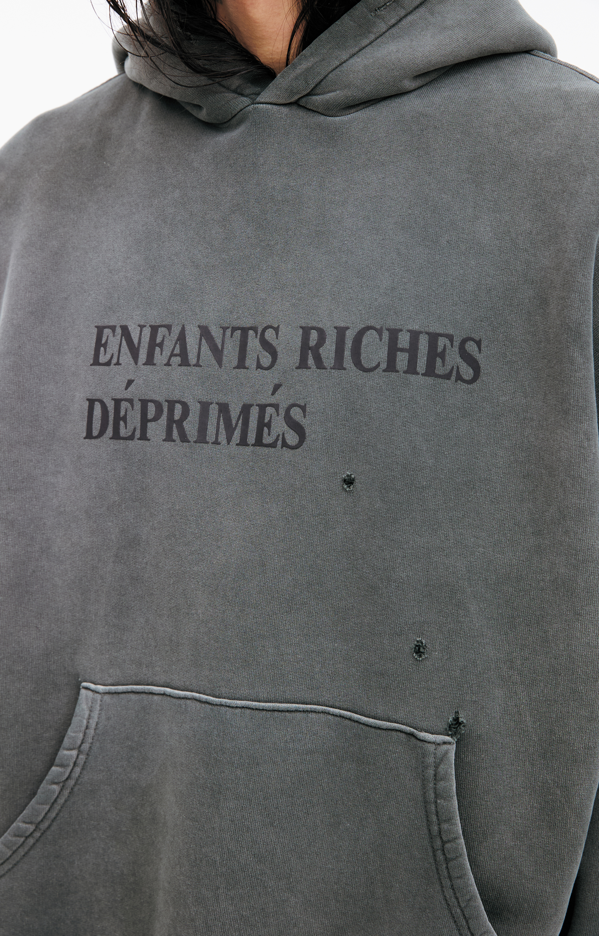 Enfants Riches Déprimés Logo Hoodie Buy Enfants Riches Déprimés men grey logo hoodie for $1,980 online