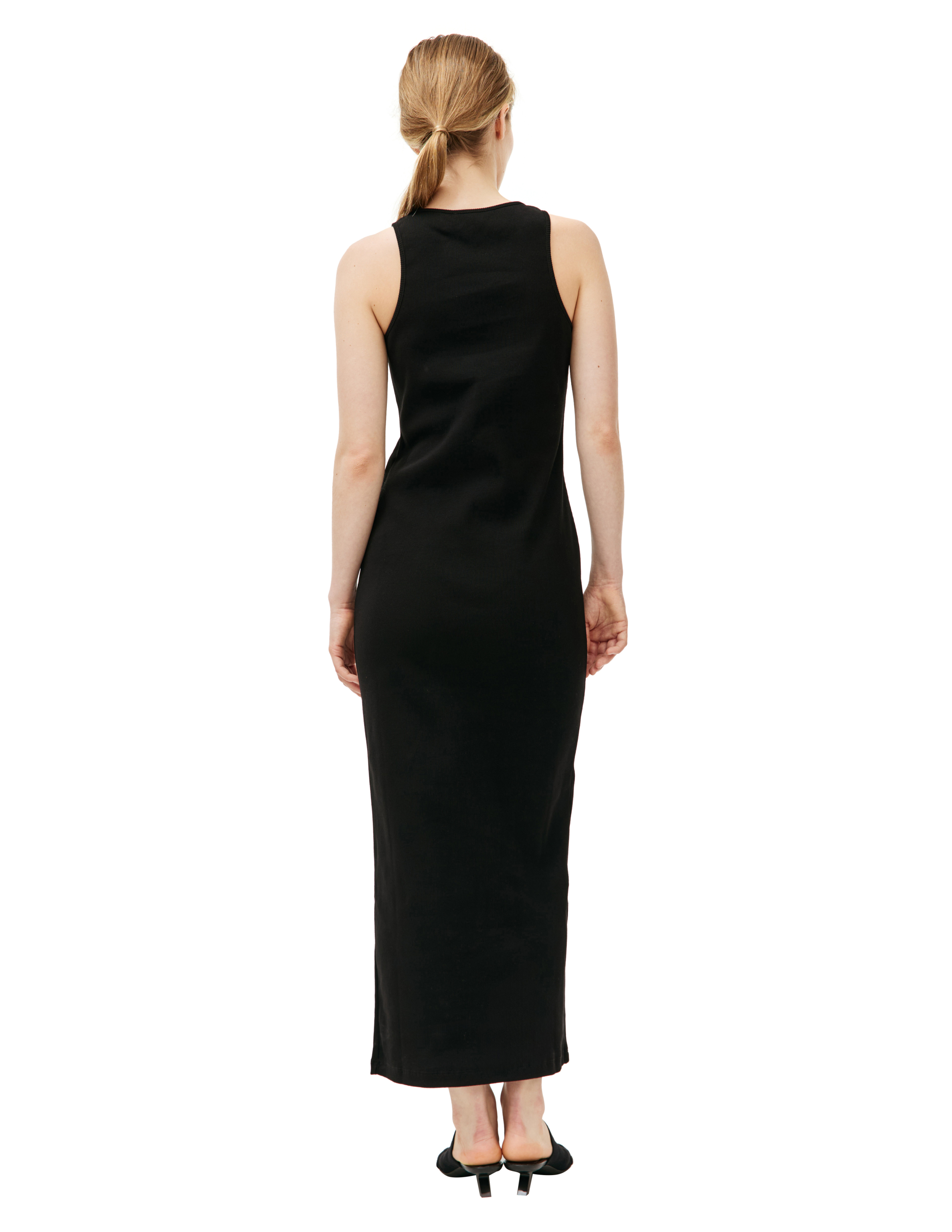 Shop Blumarine Rib Knit Midi Dress In Black