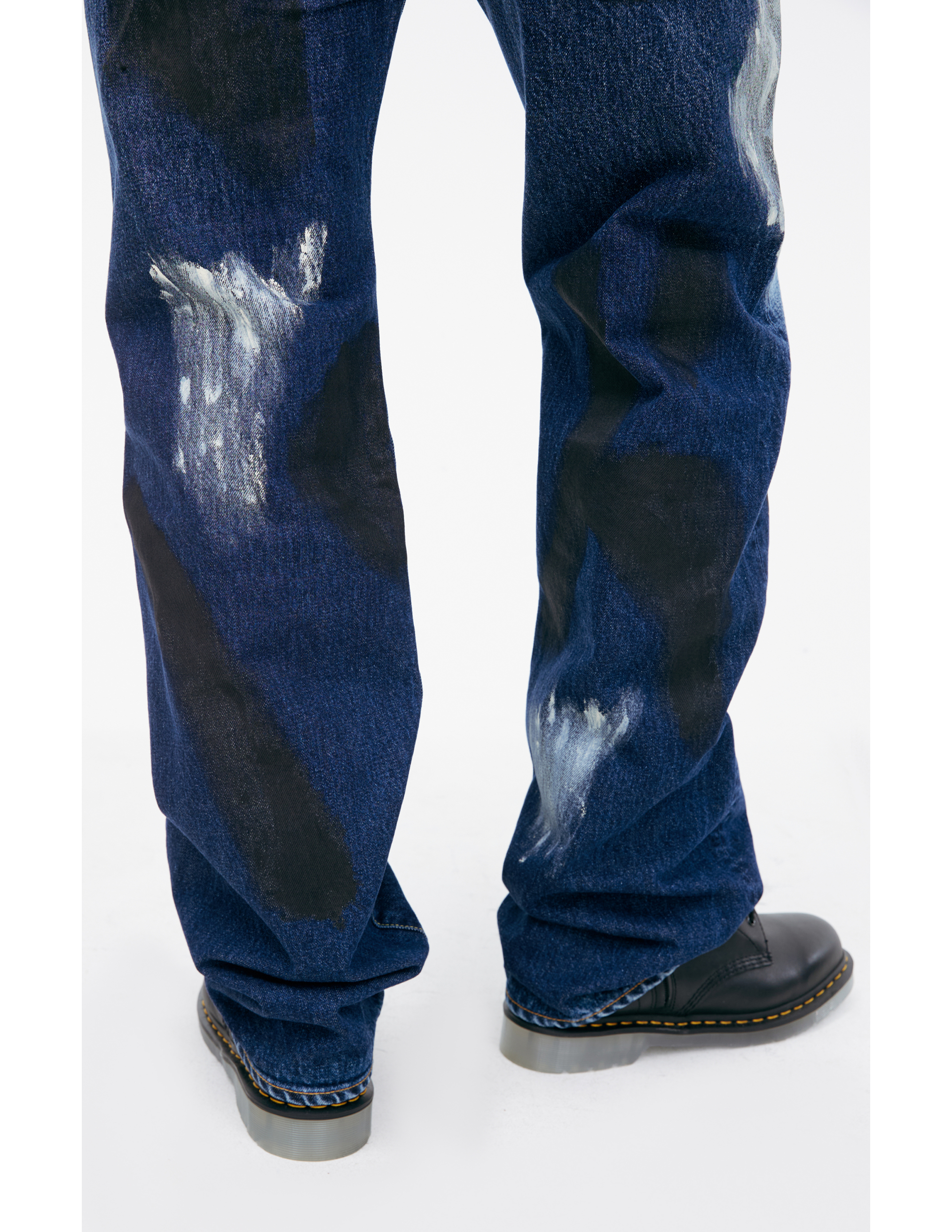 Yohji Yamamoto Paint Effect Jeans In Blue