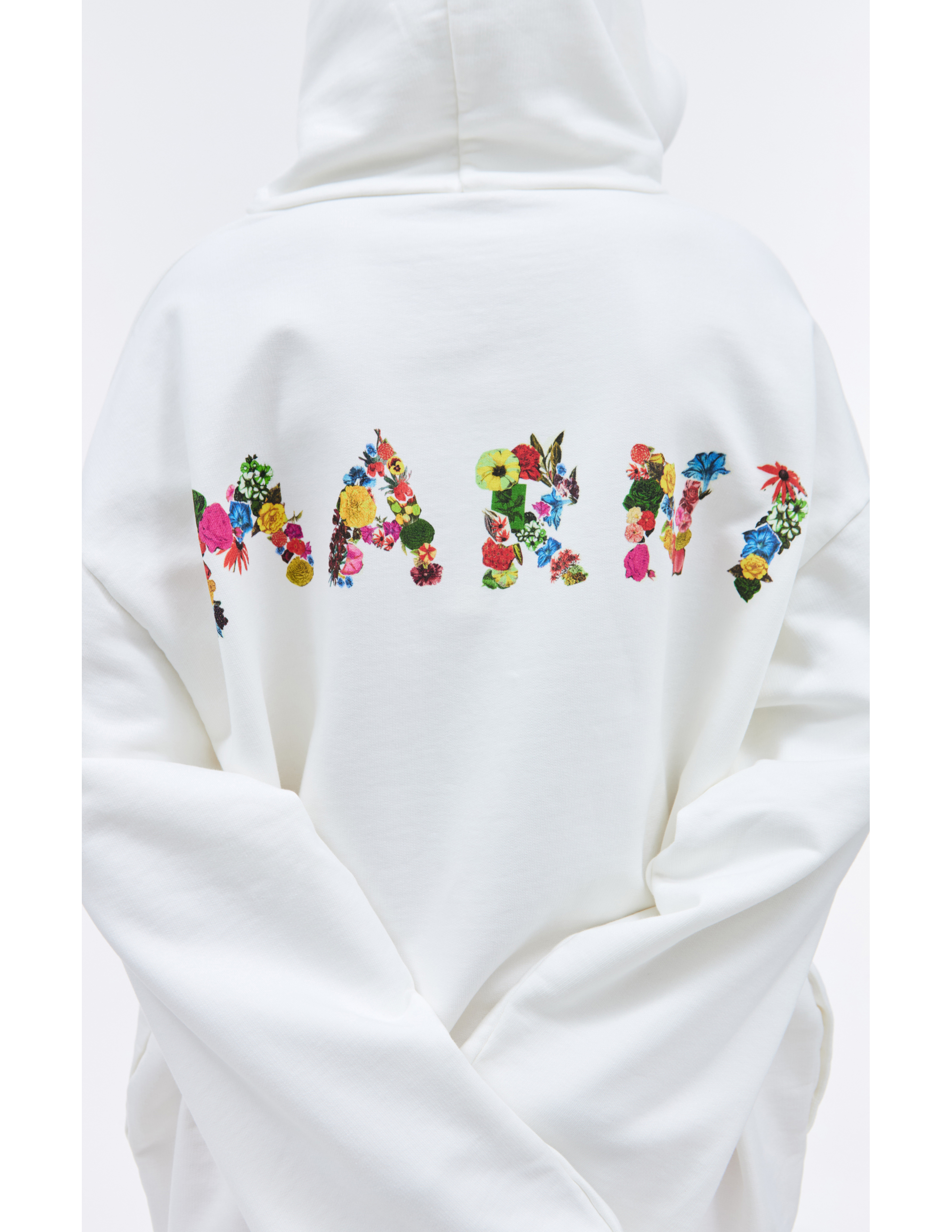 Shop Marni Printed Logo Hoodie In White