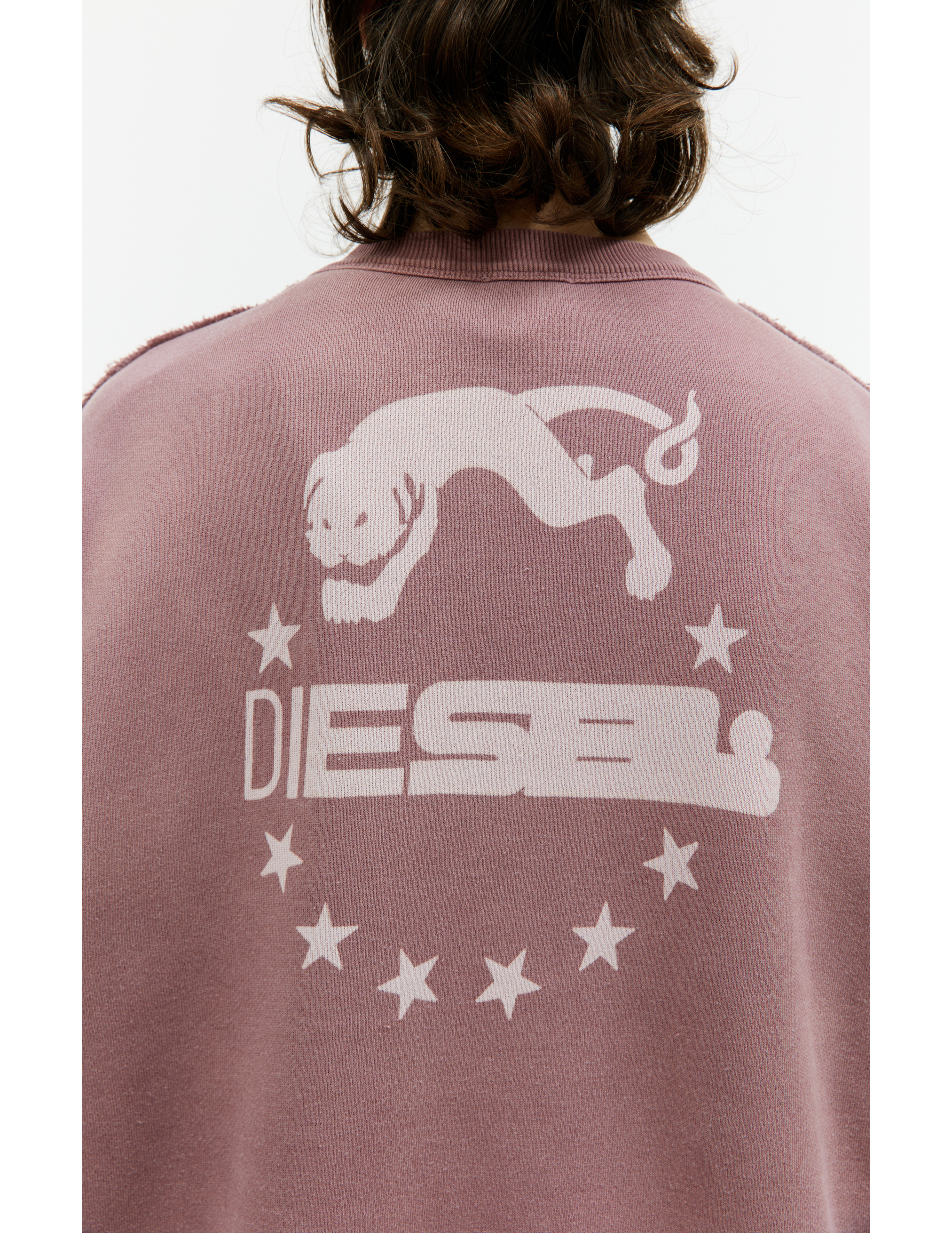 Shop Diesel S-macs Sweatshirt With  Panther Logo In Pink