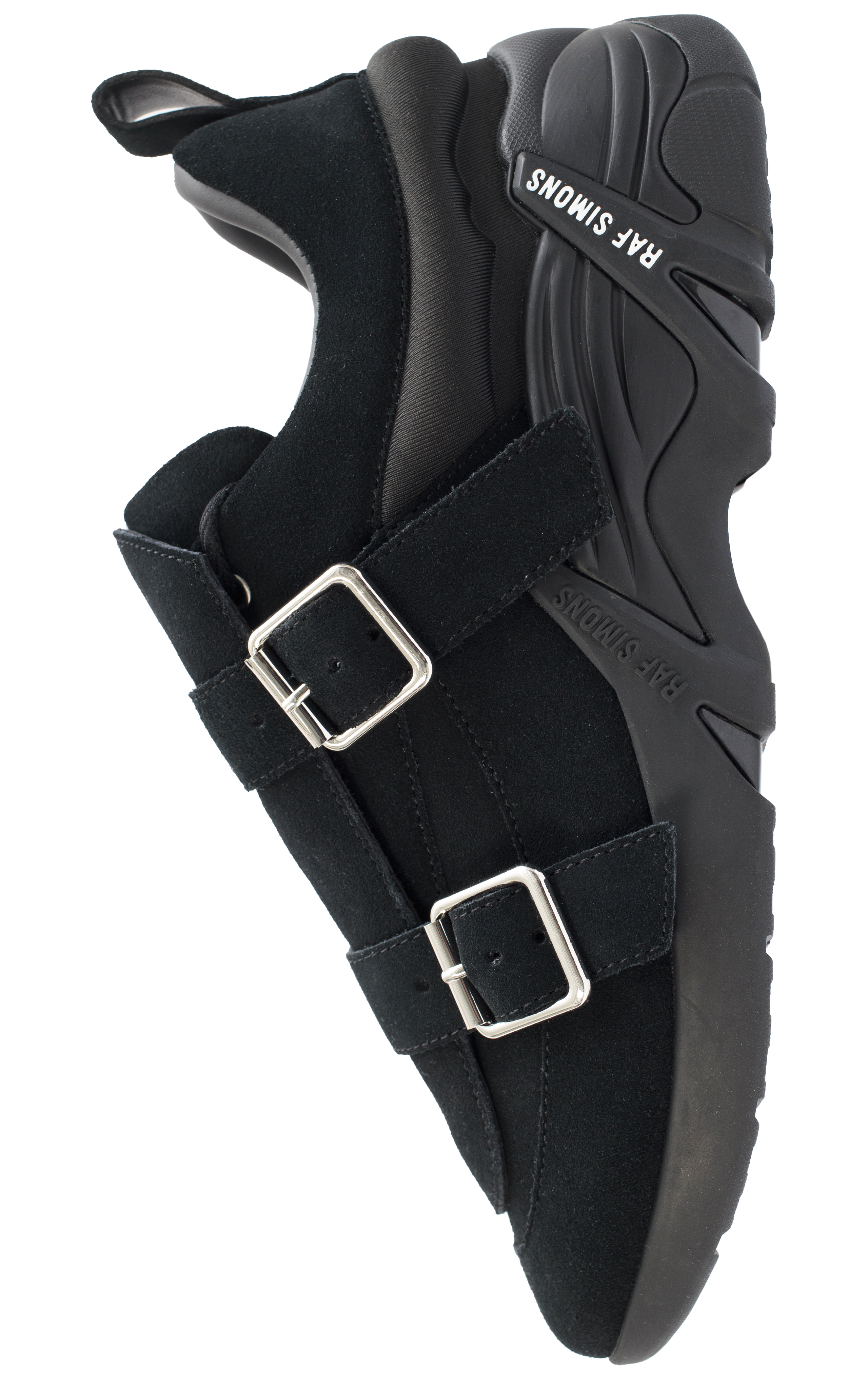 Buy Raf Simons women antei-22 suede sneaker in black for $880 