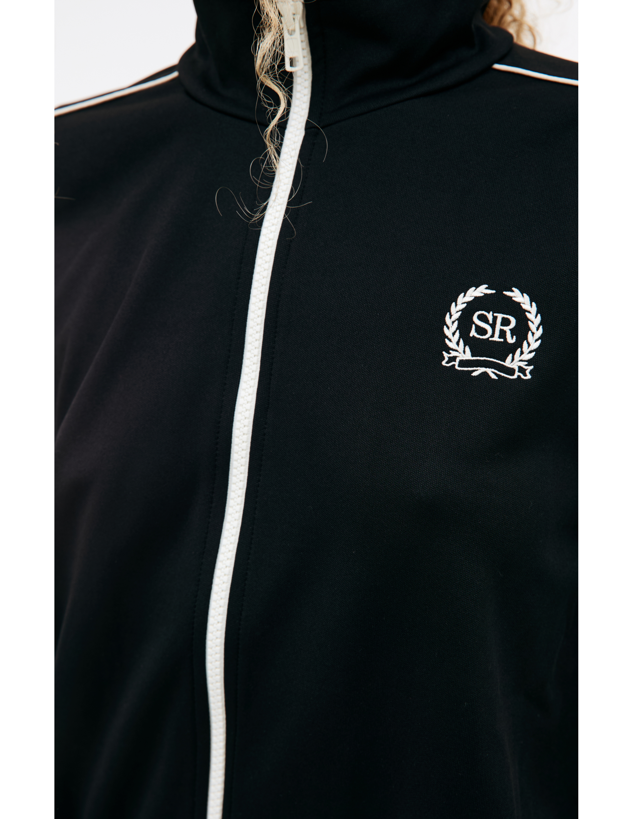 Shop Sporty And Rich Embroidered Track Jacket In Black