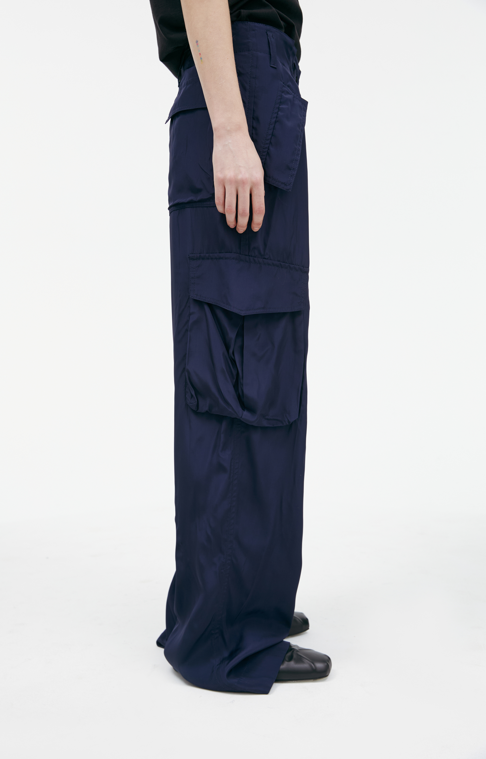 Buy Dries Van Noten women blue cargo trousers with patch