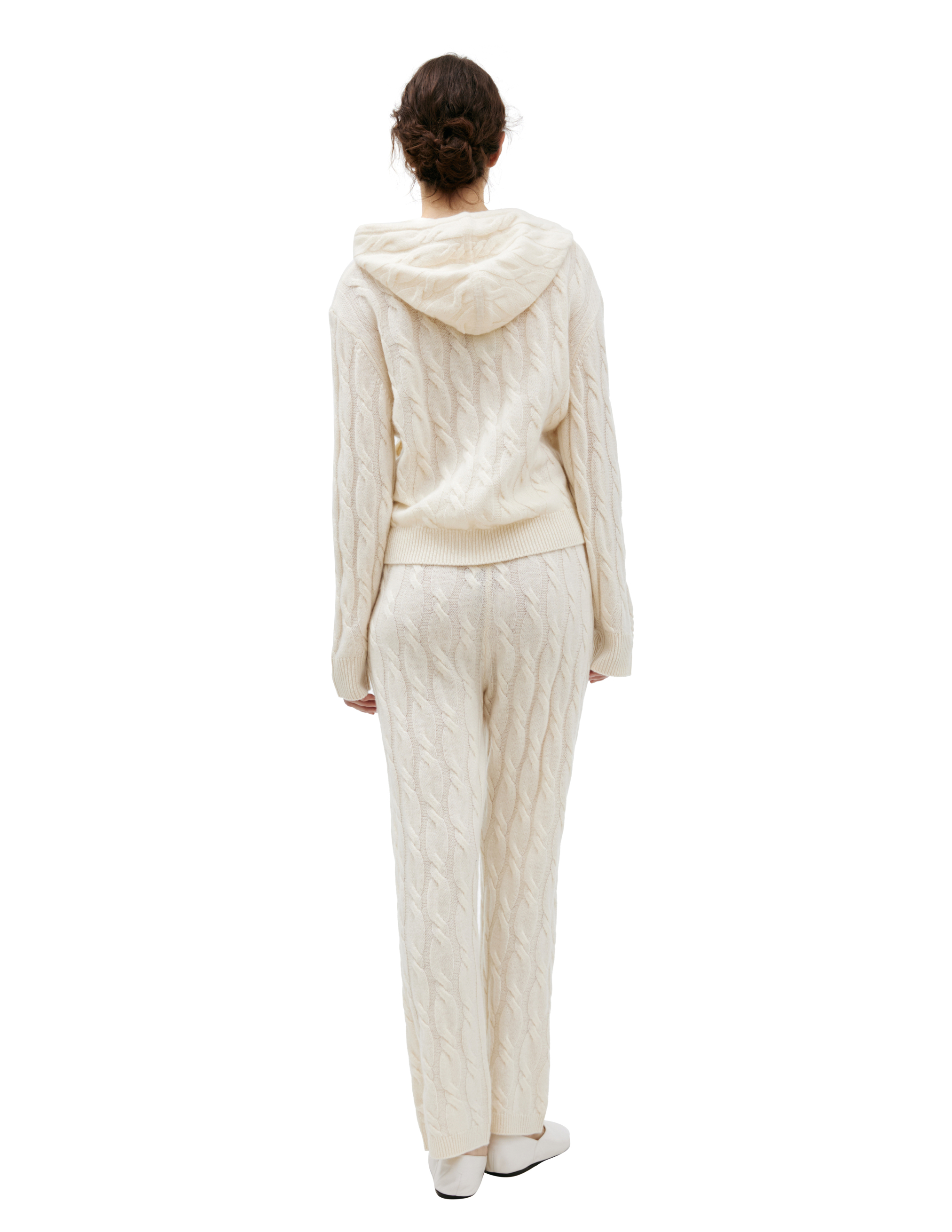 Sporty And Rich Cashmere Knit Hoodie In Beige