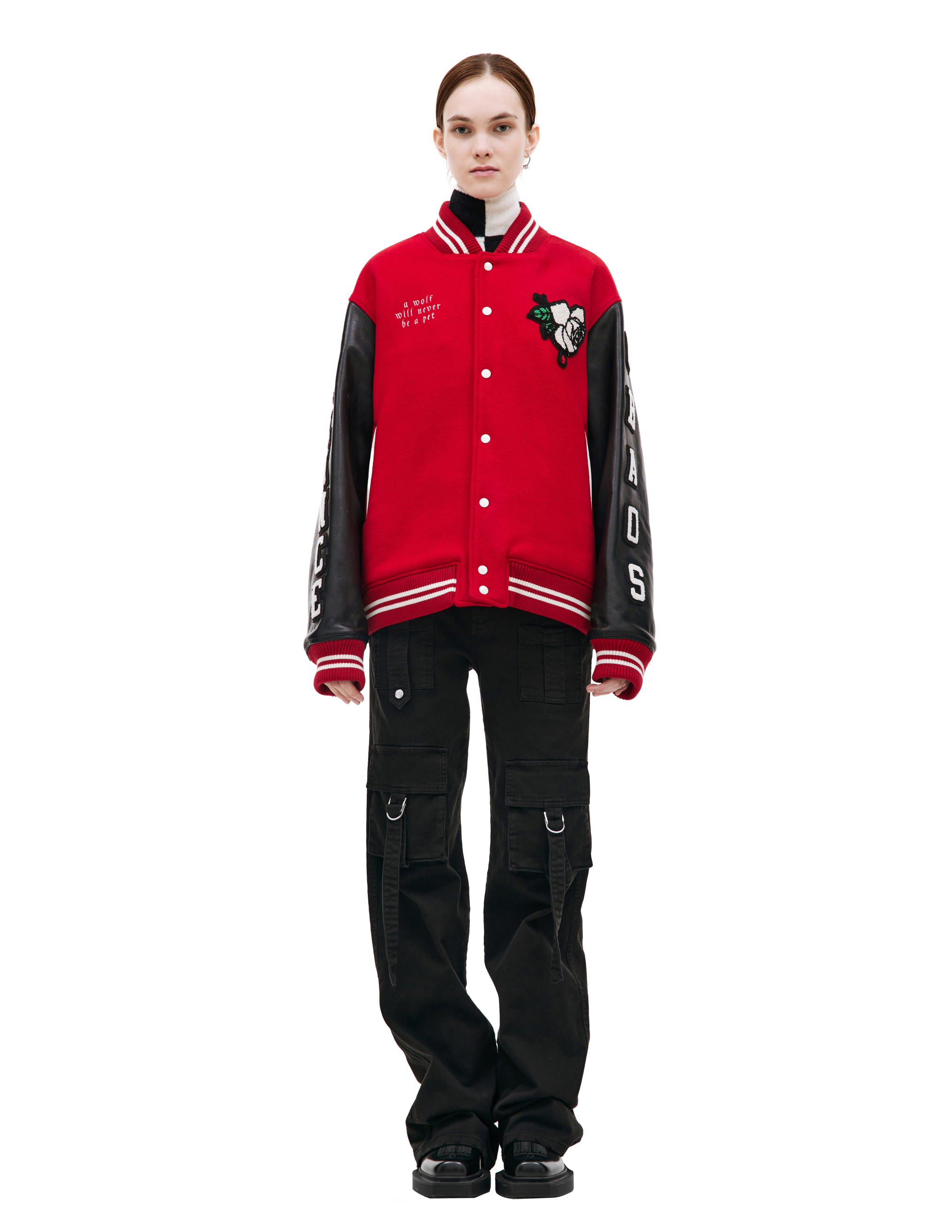 Shop Undercover Combination Bomber Jacket With Patches In Red