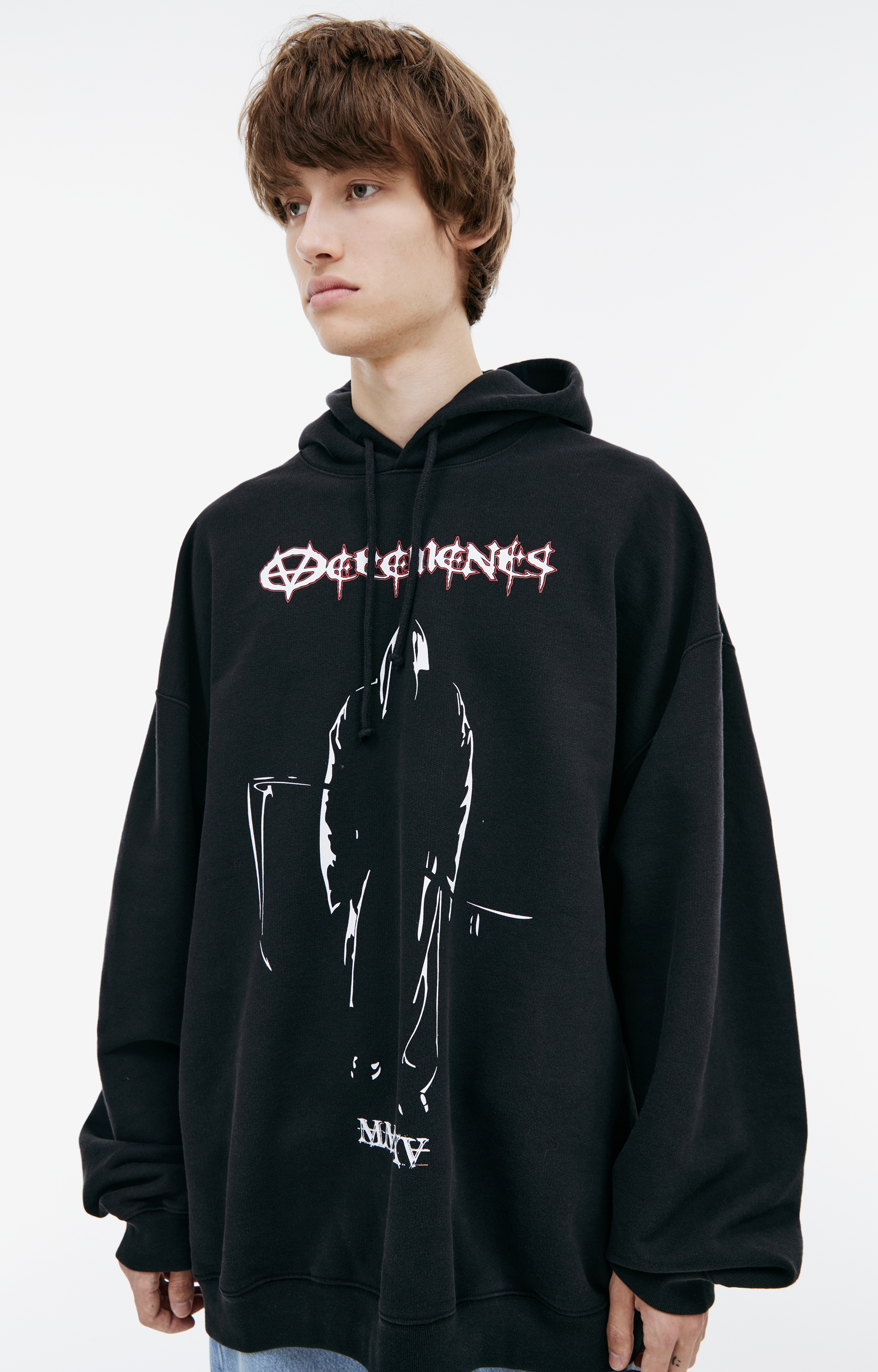 Buy VETEMENTS men black print hoodie for $837 online on SV77