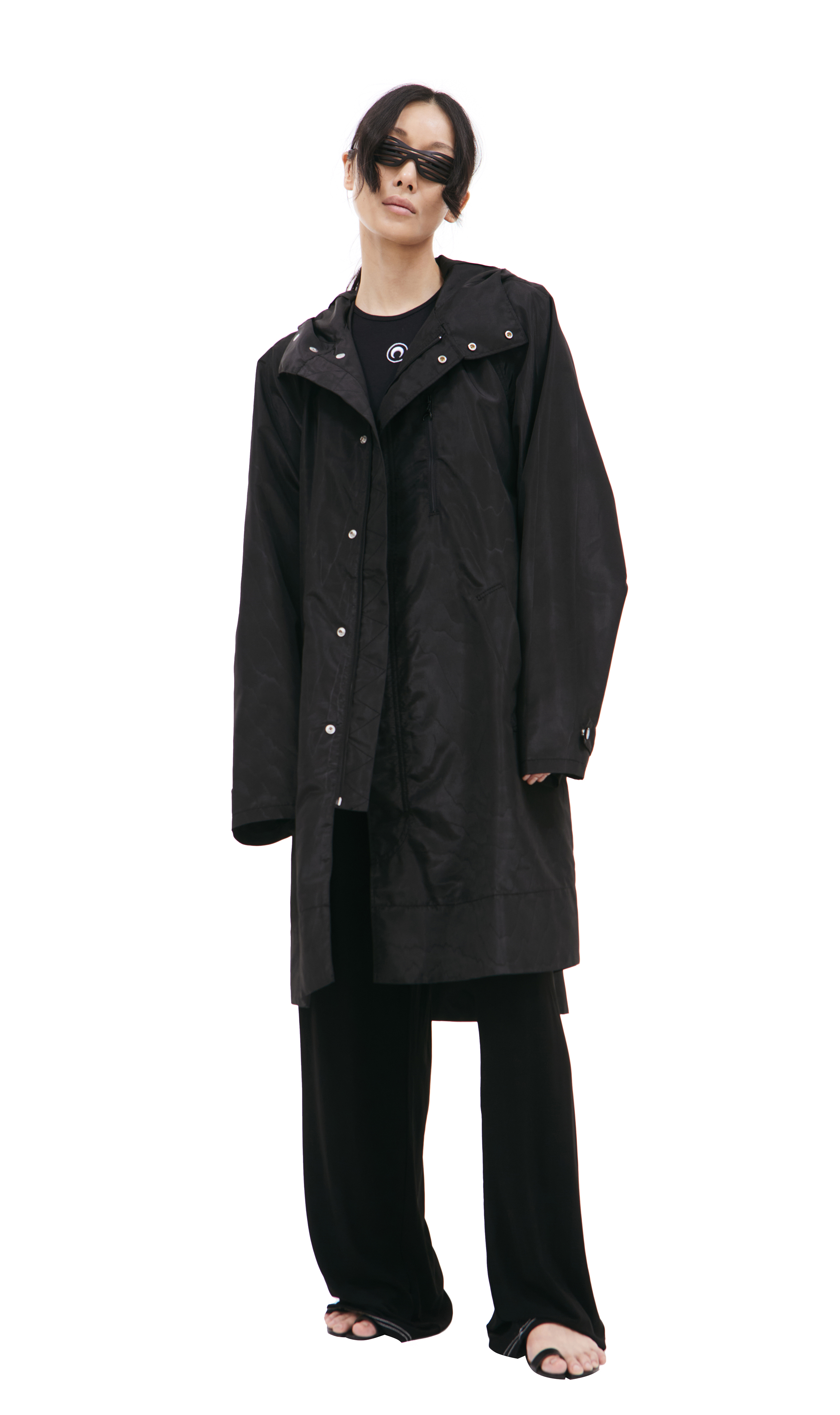 ジャケット MARINE SERRE Women Jackets C038W22W WOTPA02100 Black Marine Serre embossed-logo Leather Jacket | Black | FARFETCH