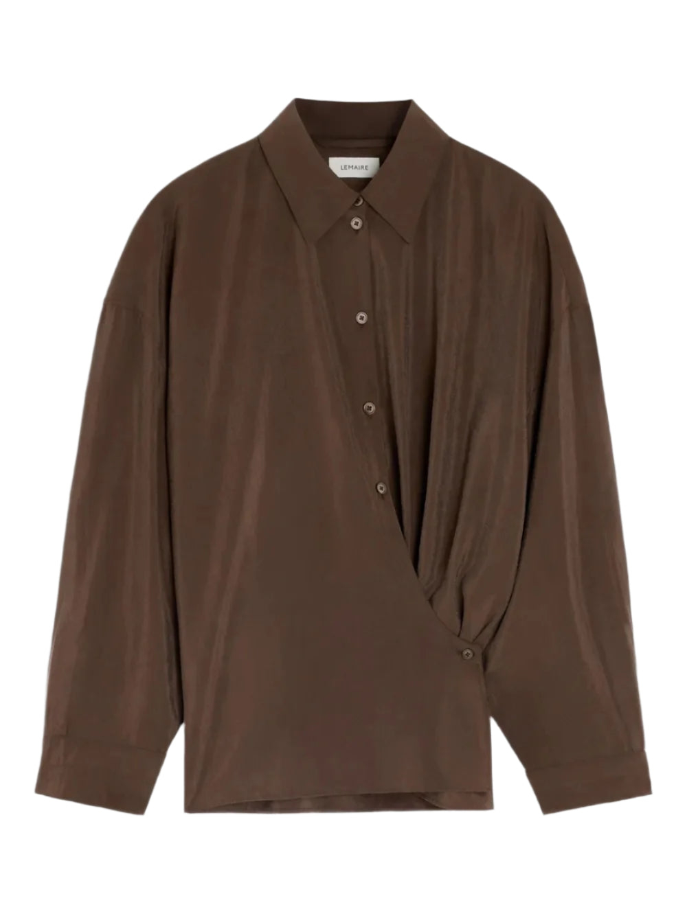 Lemaire Straight Collar Twisted Shirt In Brown