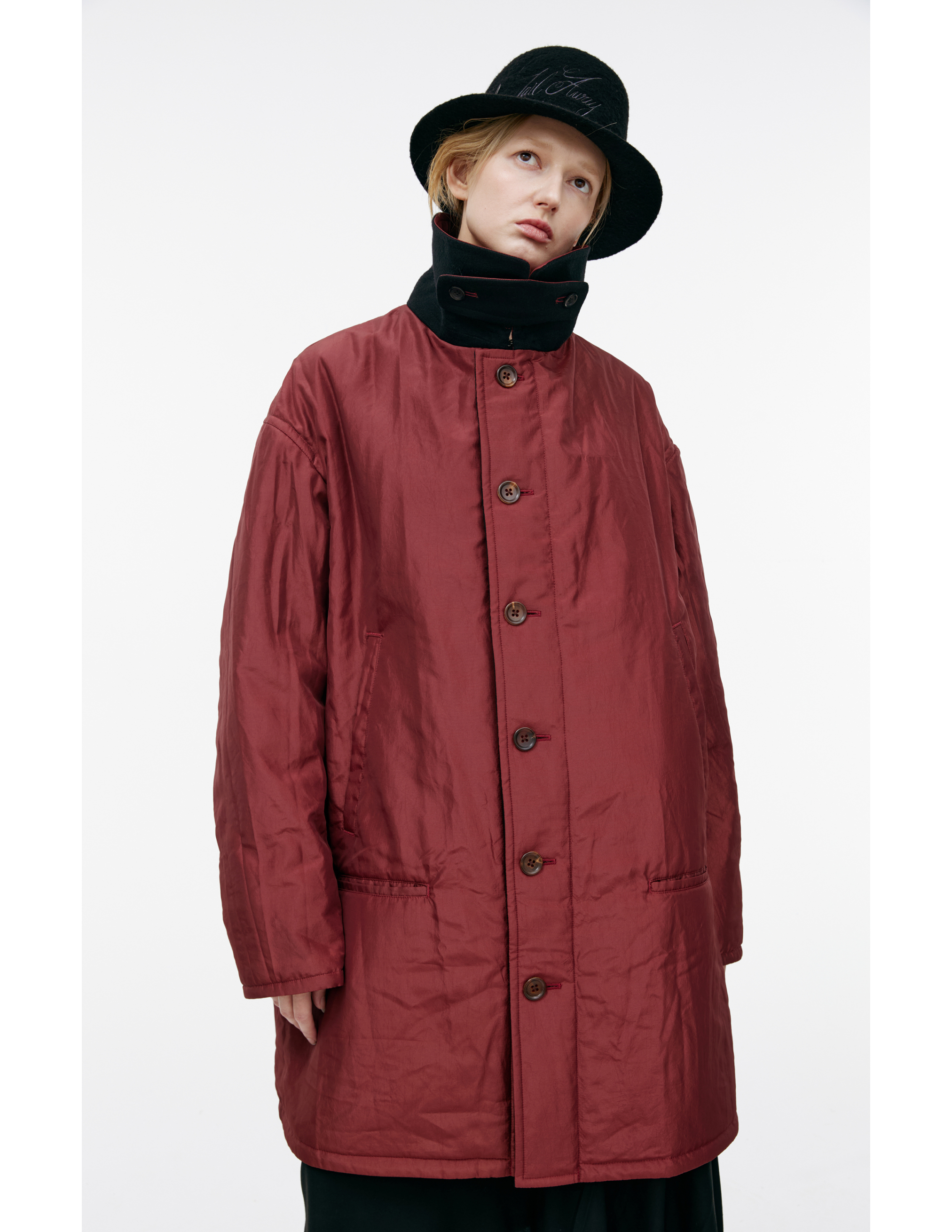 Yohji Yamamoto Double Sided Coat With Print In Red