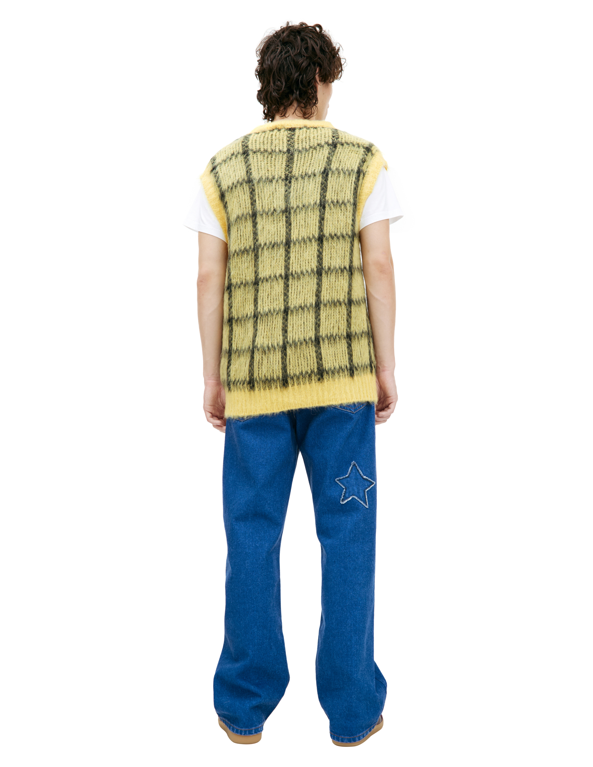 Marni Check Mohair-blend Vest In Yellow