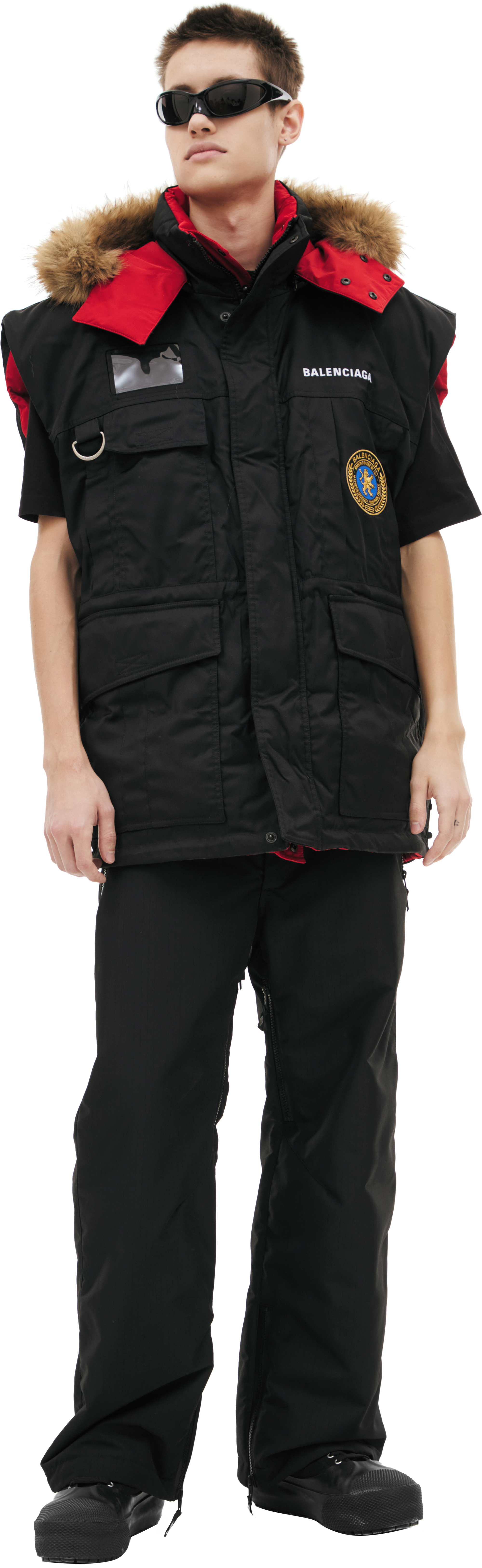 Buy Balenciaga men black reversible hooded vest for $5,280 online