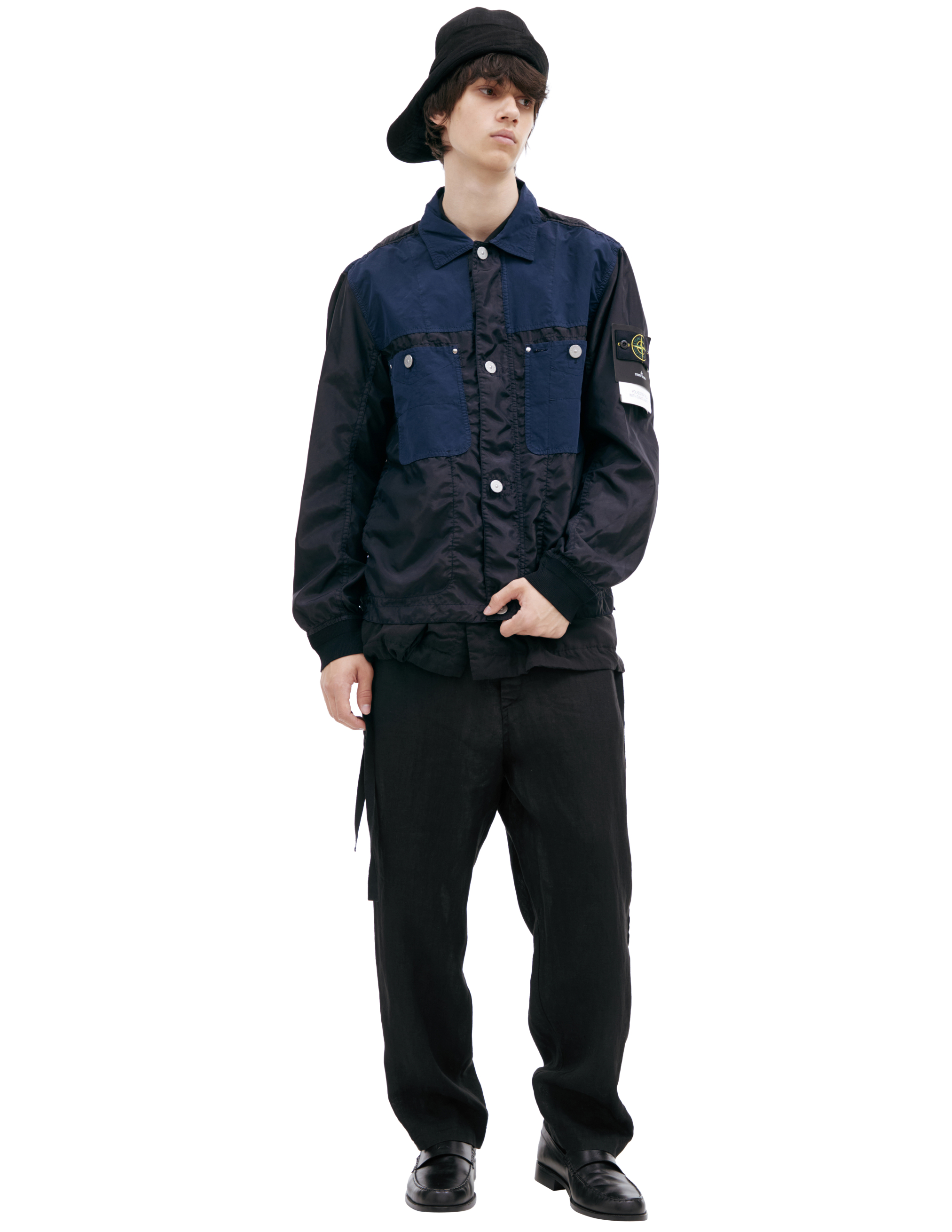 Stone Island Jacket With Patch In Blue