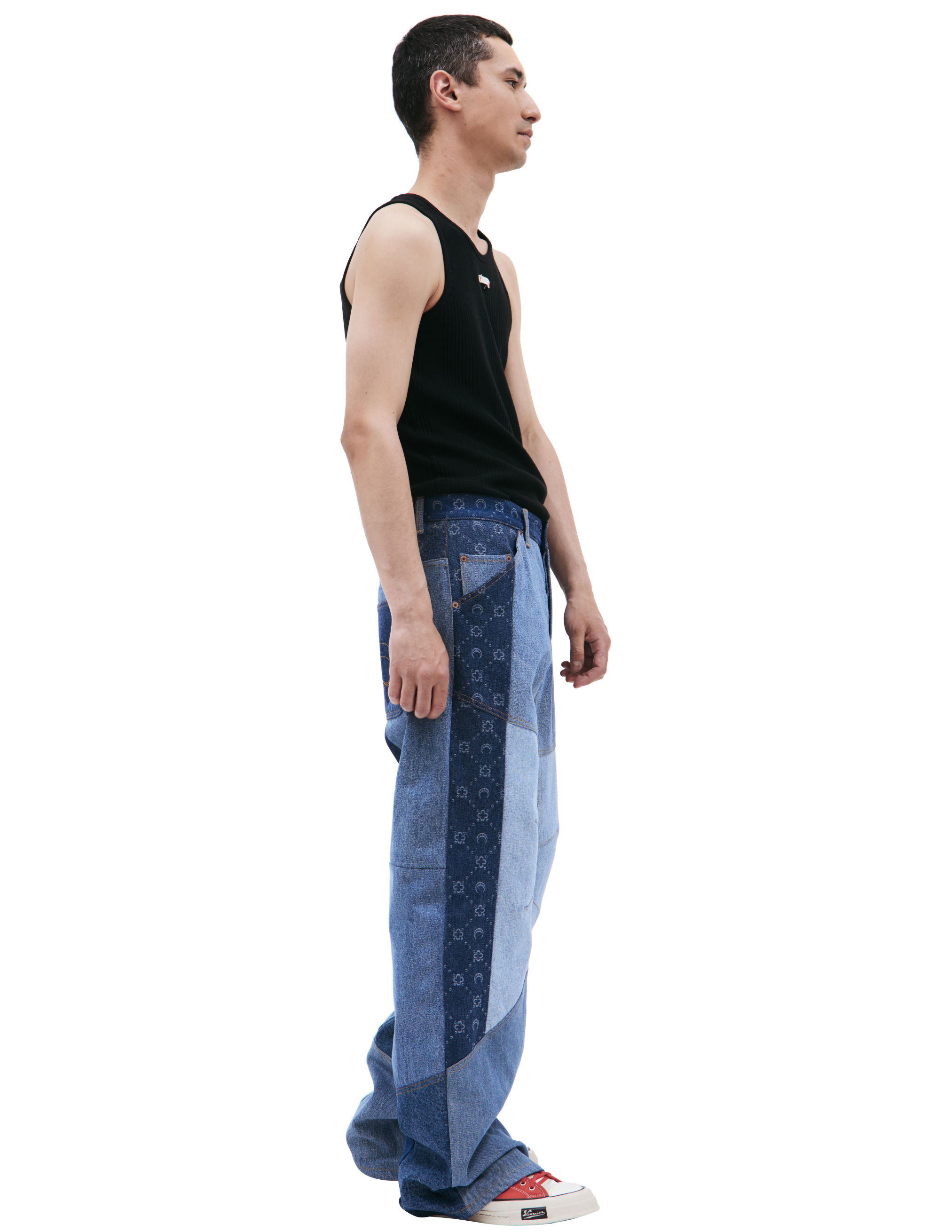 Shop Marine Serre Moonogram Printed Jeans In Blue