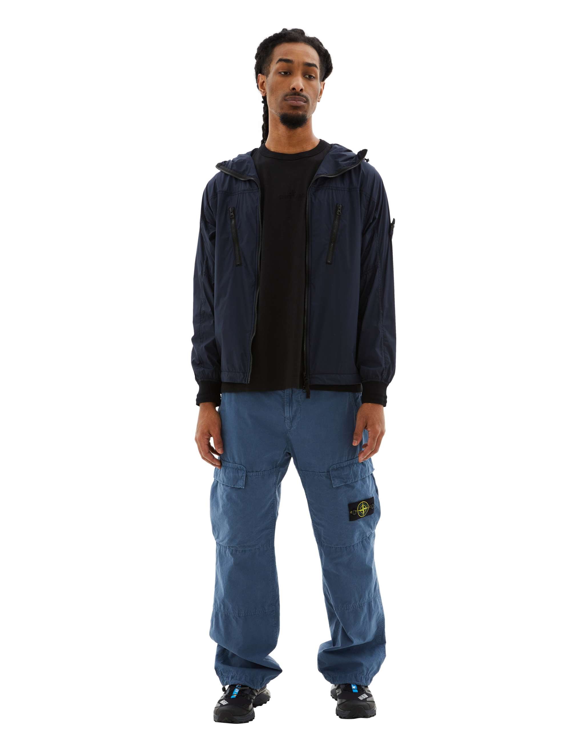 Stone Island Jacket With Patch On The Sleeve In Blue