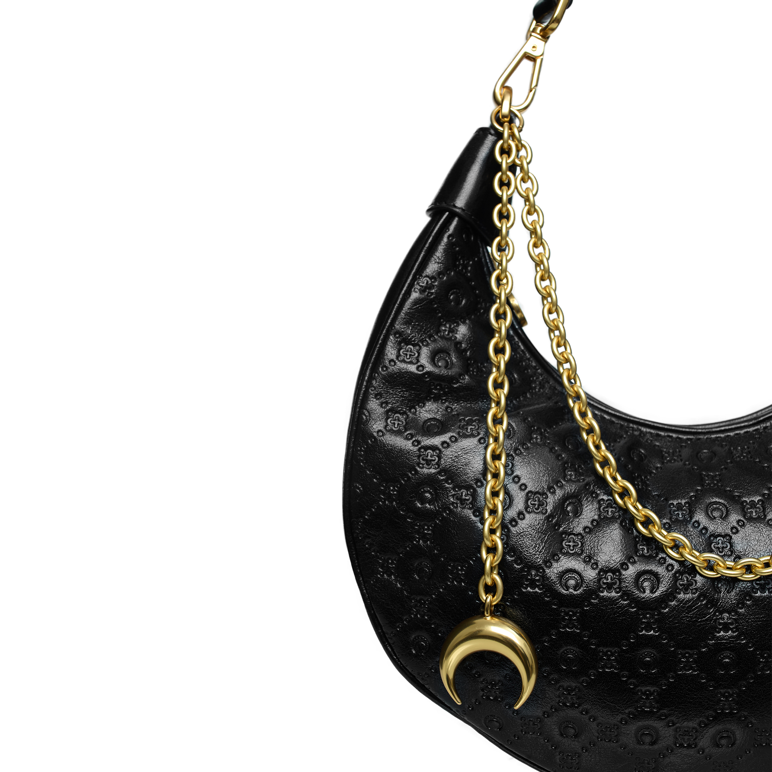 Marine Serre Leather Bag With Chain In Black
