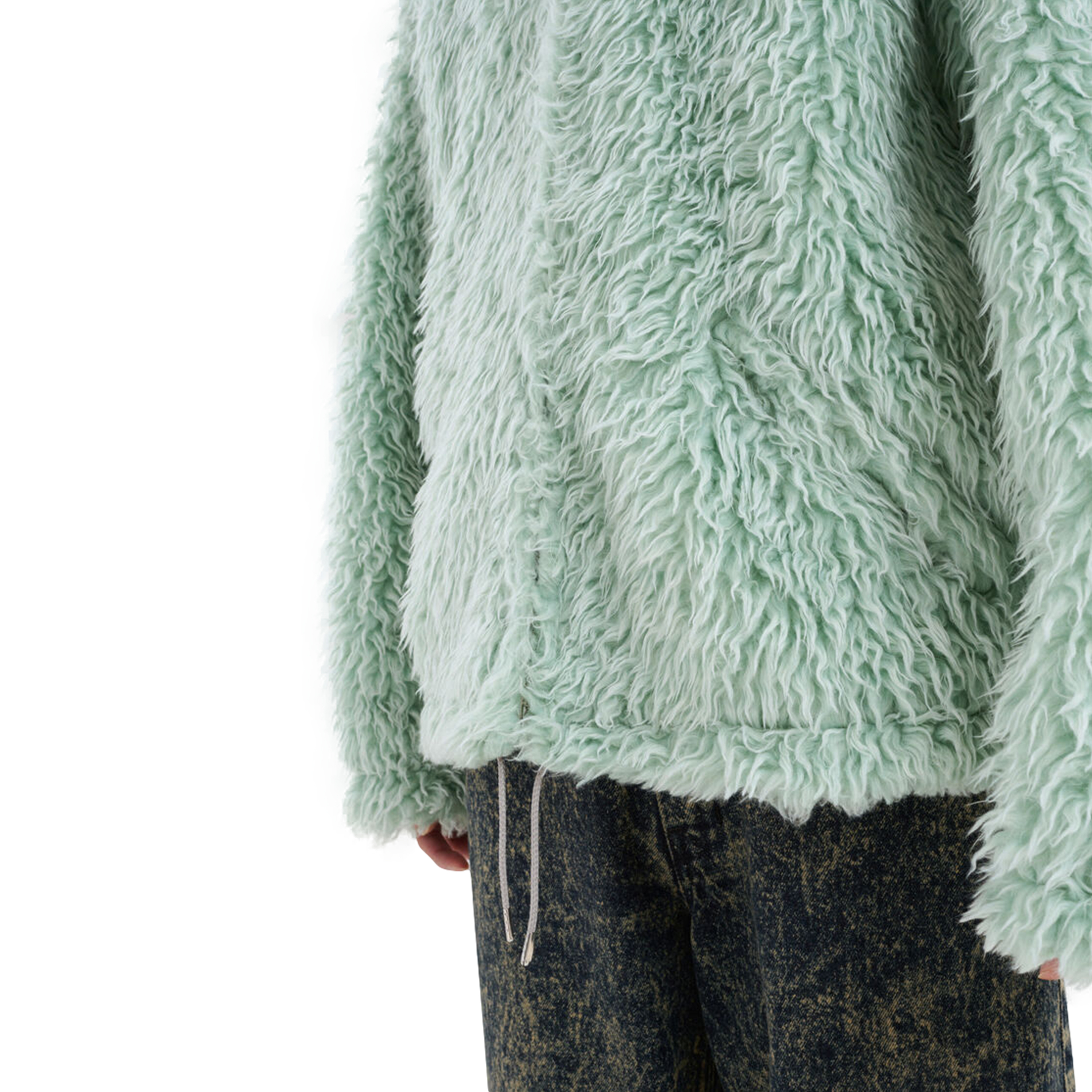 Marni Shaggy Logo Jacket In Green