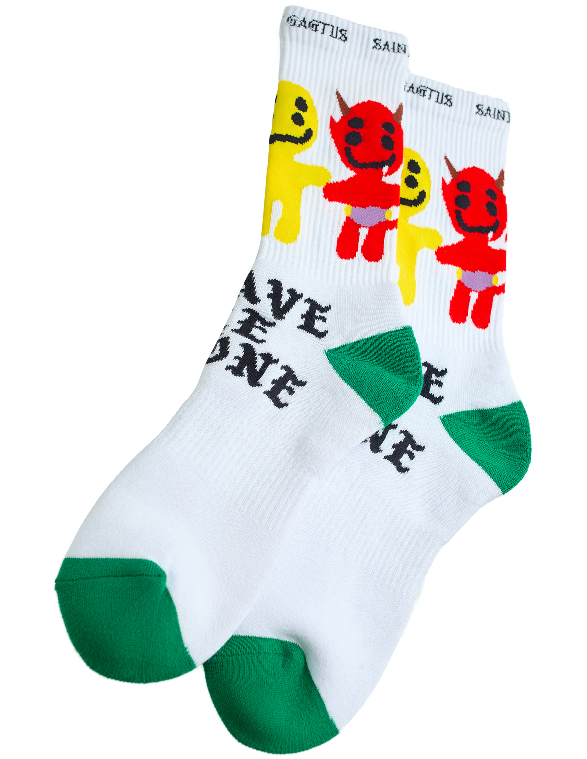 Saint Mxxxxxx White Print Socks