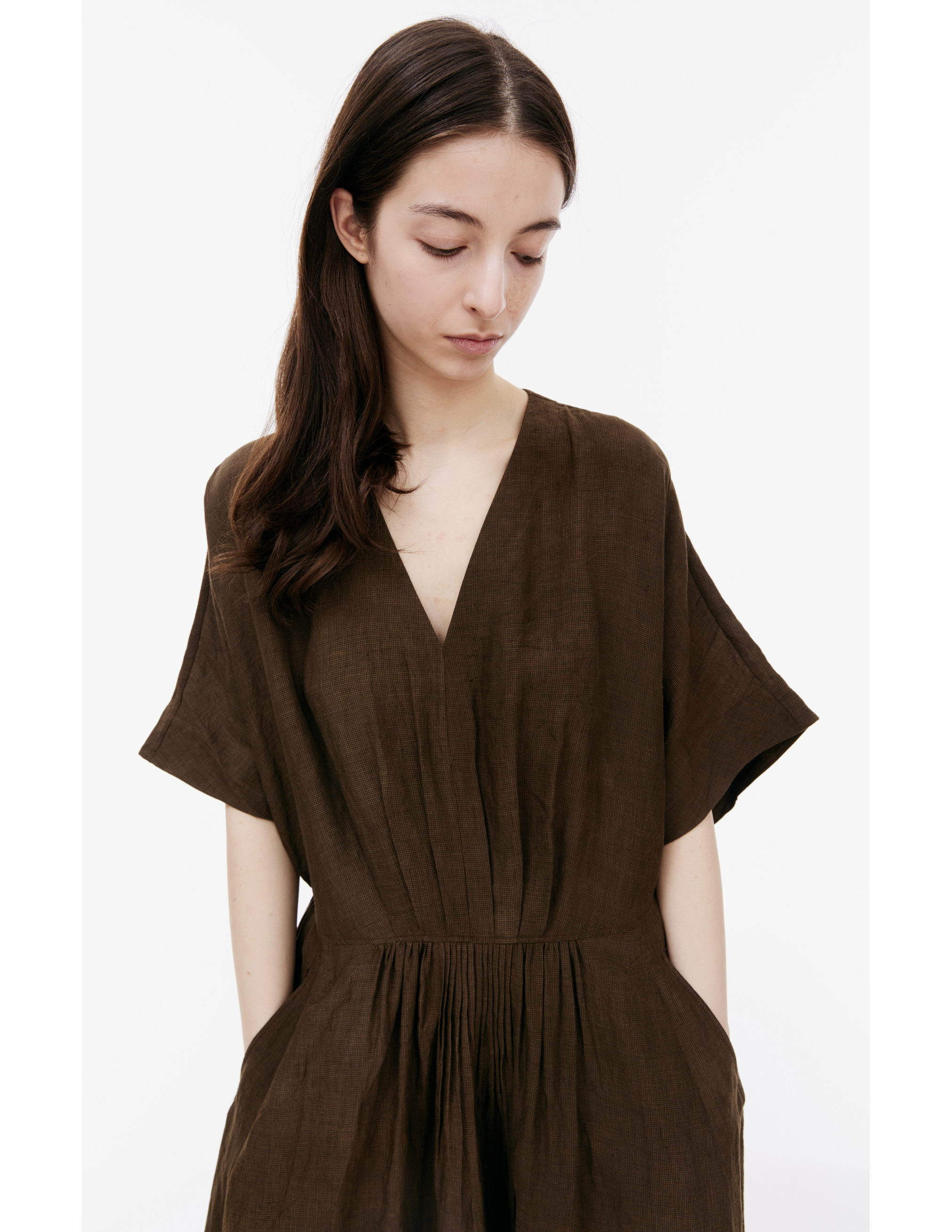 Shop Ziggy Chen Brown Linen Dress